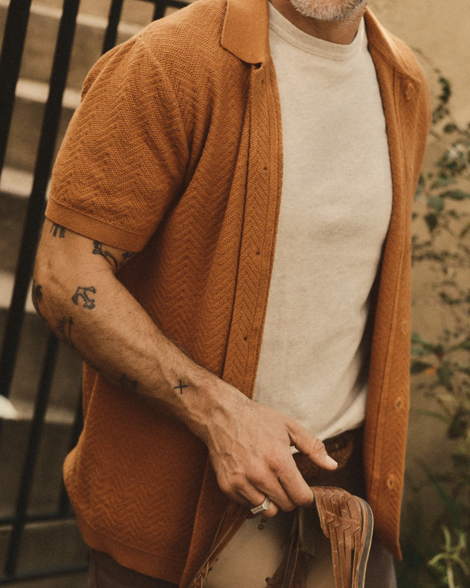 The Button Down Polo in Desert Herringbone - Image 3