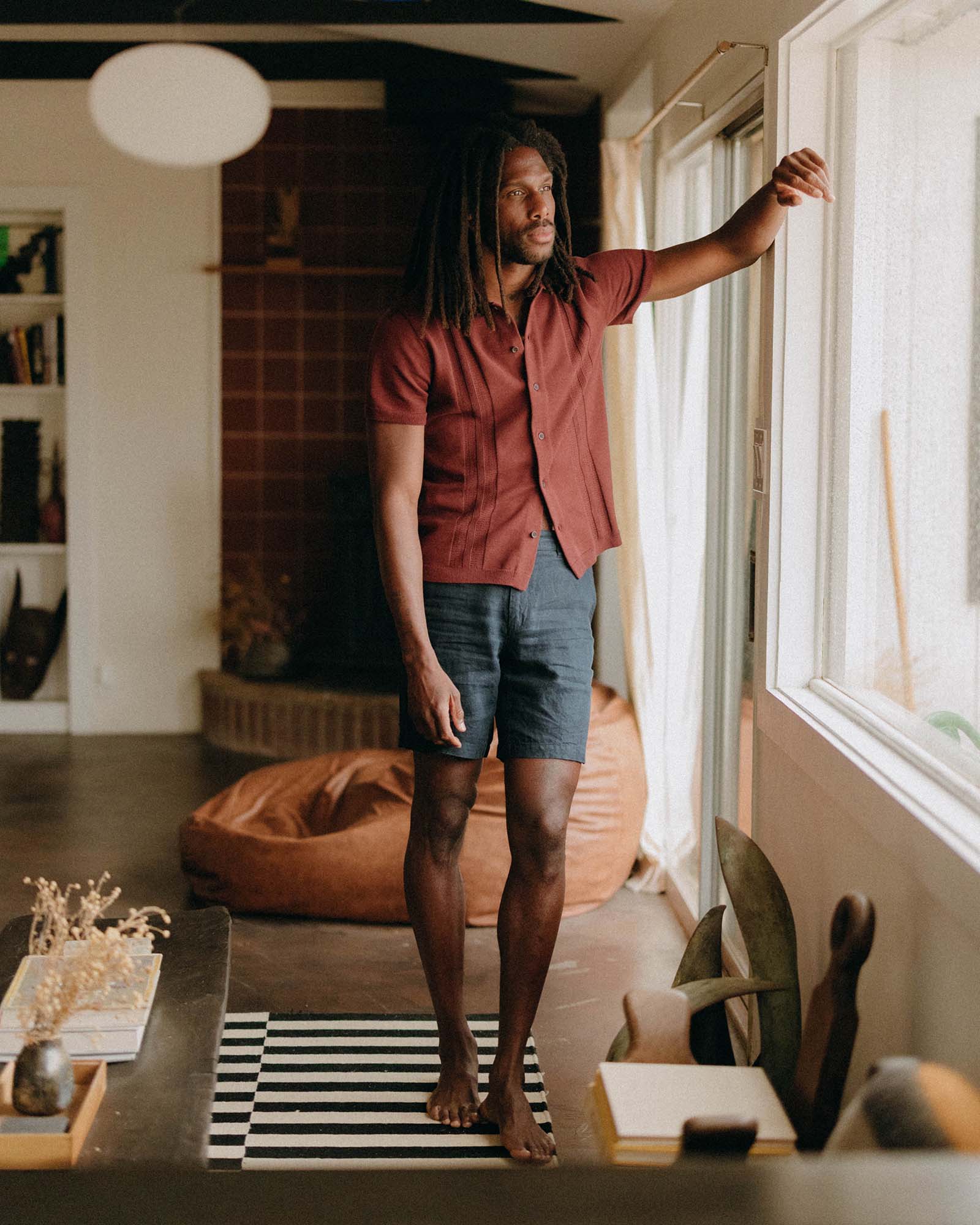 The Button Down Polo in Dried Cherry Stripe - Image 3
