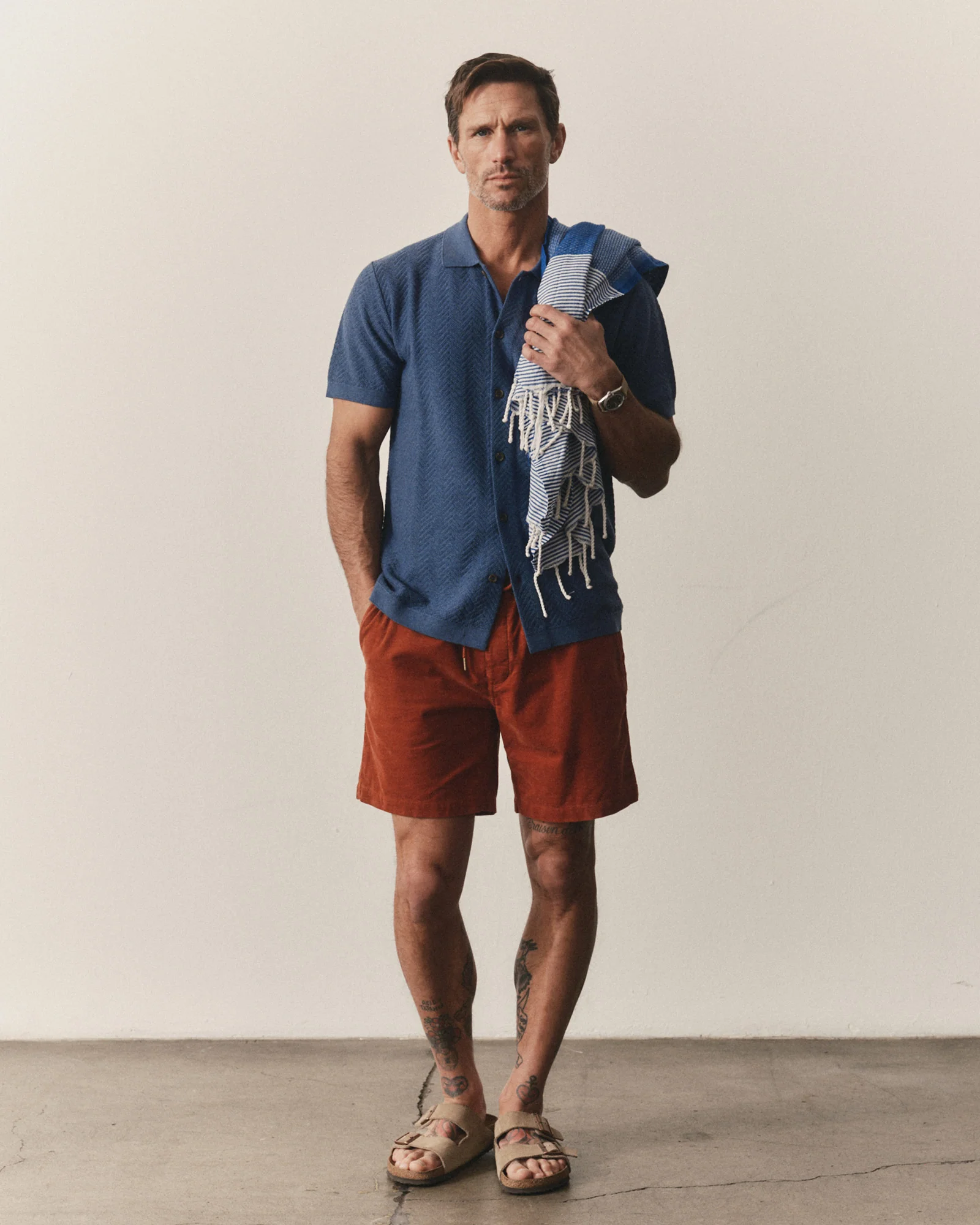 The Button Down Polo in Gulf Stream Herringbone - Image 3