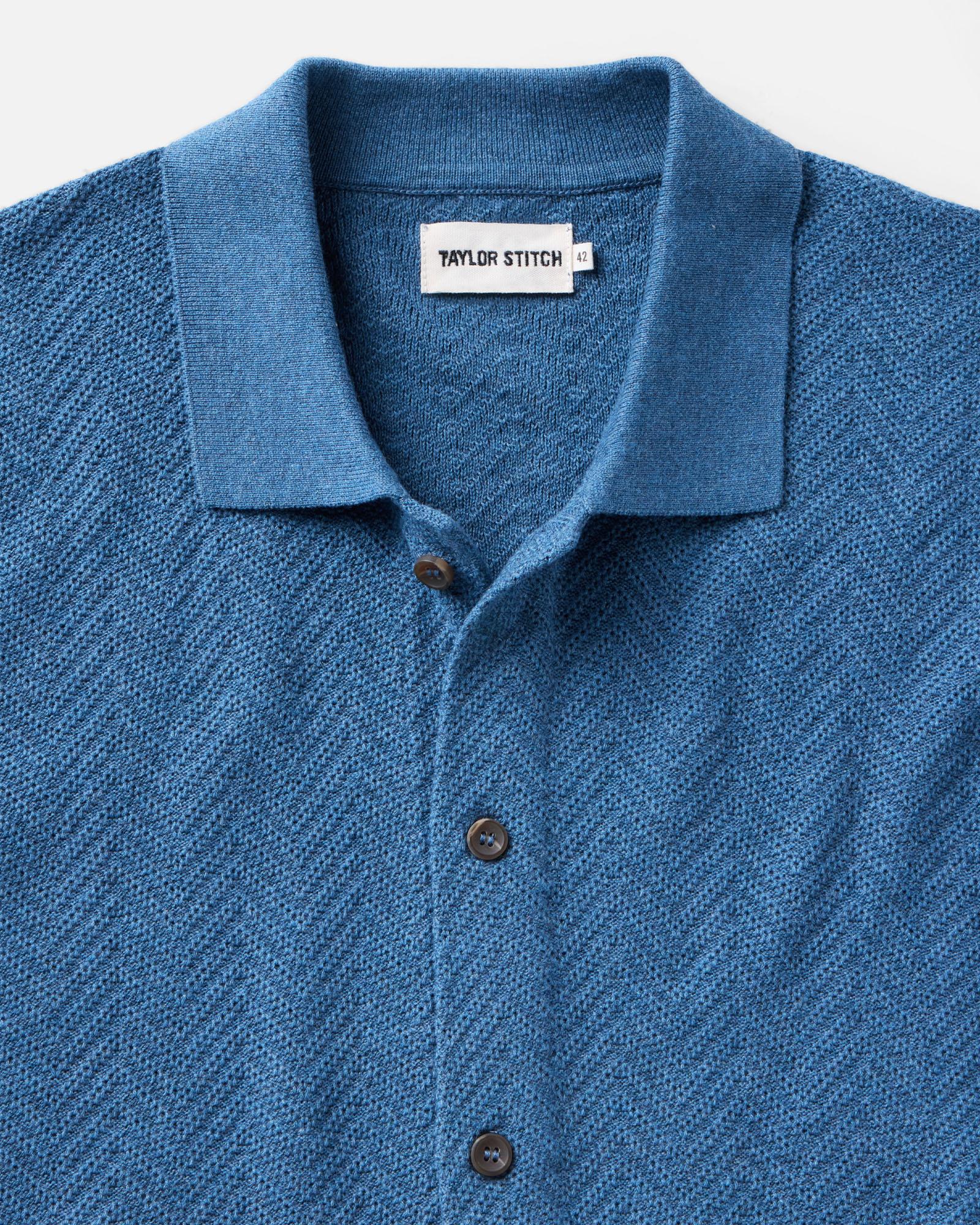 The Button Down Polo in Gulf Stream Herringbone - Image 4
