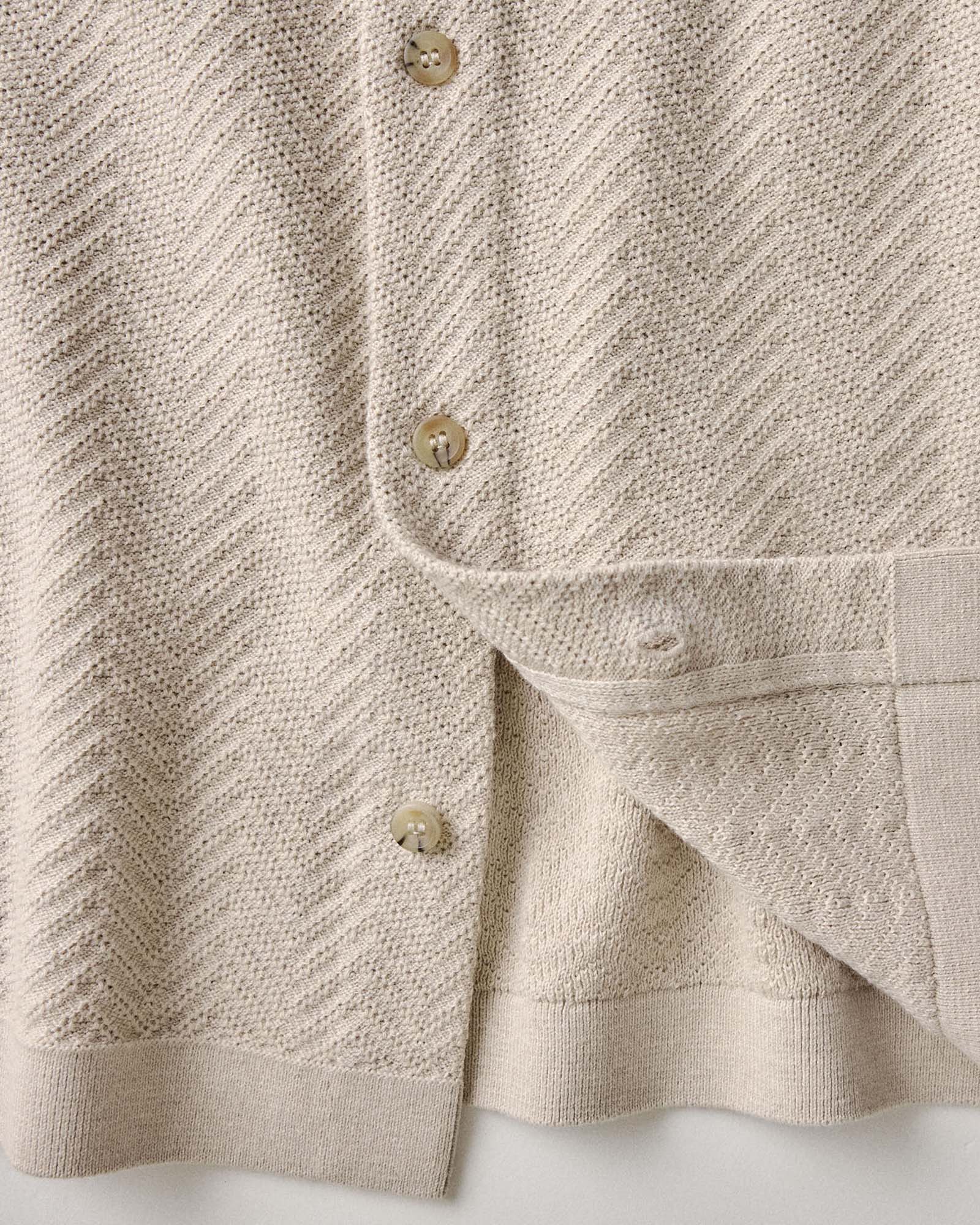 The Button Down Polo in Heather Oat Herringbone - Image 6