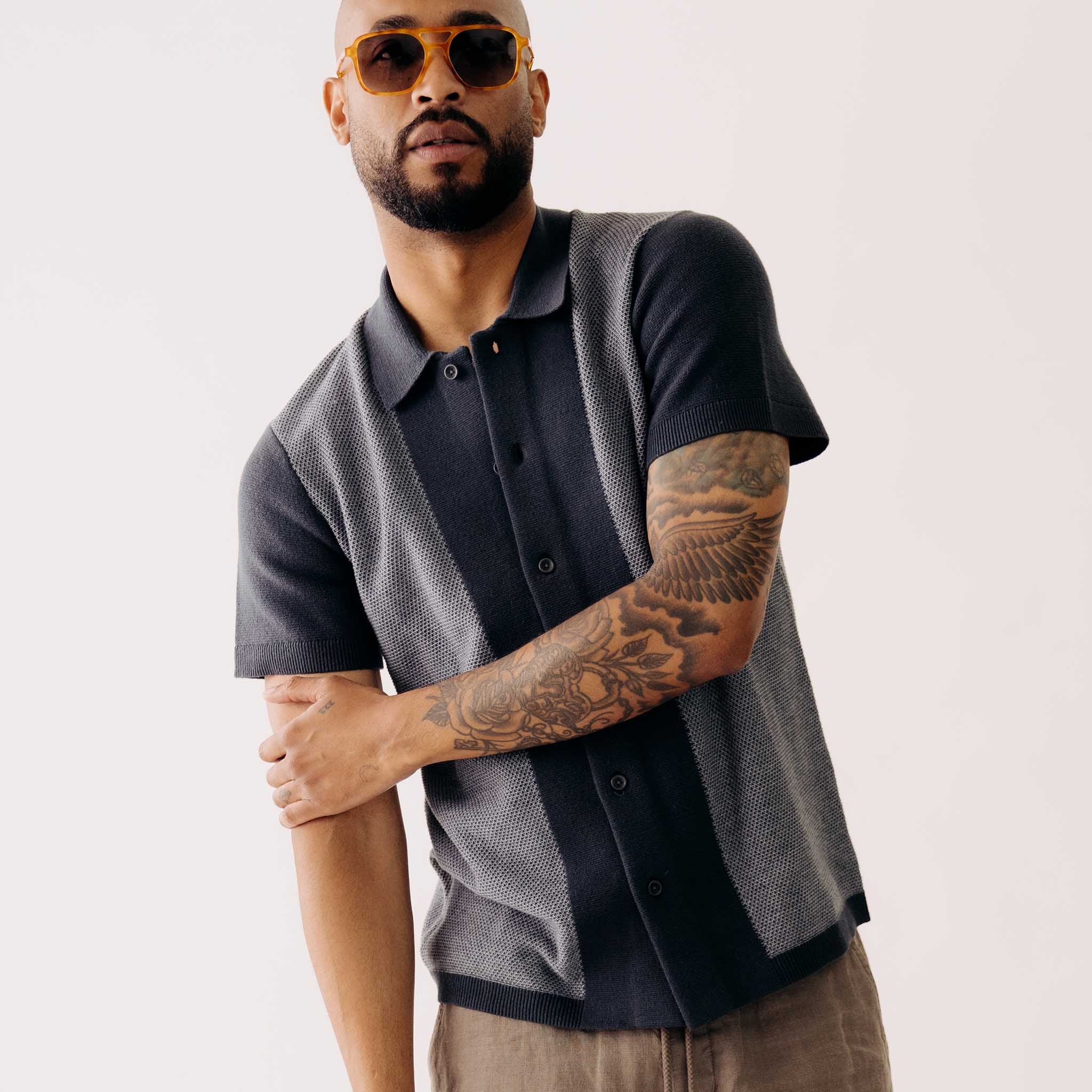 The Button Down Polo in Marine Seed Stitch - Image 2