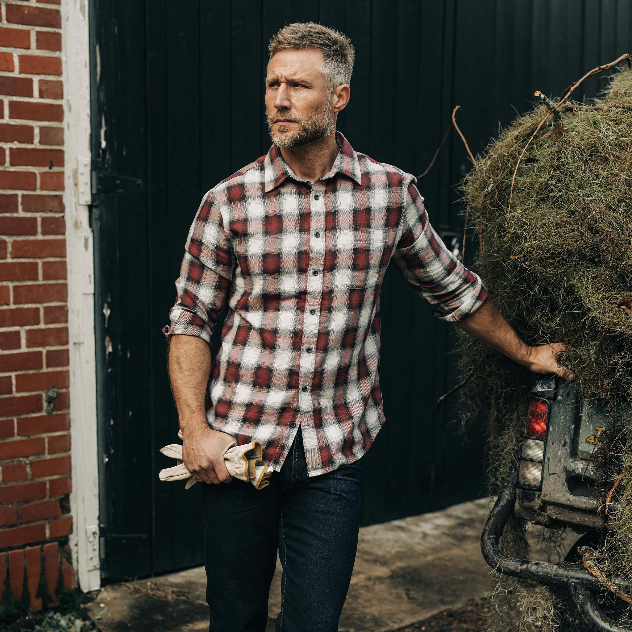 The California in Brick Plaid Ombre Twill - Image 2