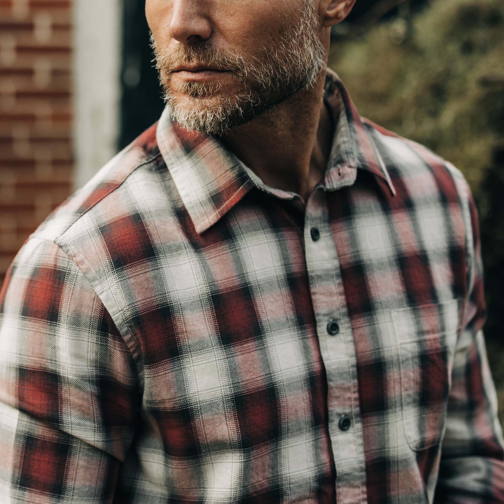 The California in Brick Plaid Ombre Twill - Image 3