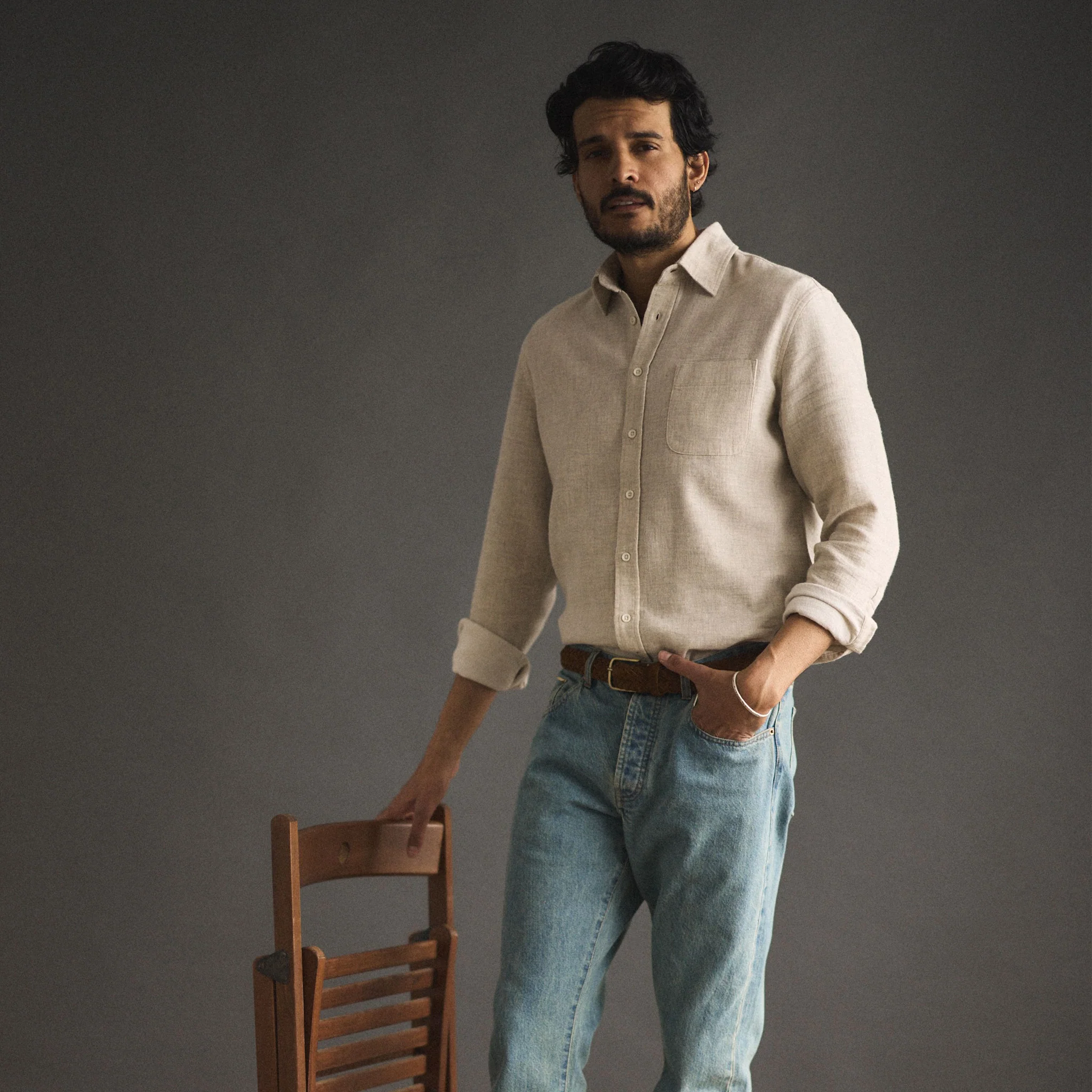 The California in Oat Heather Double Cloth - Image 2
