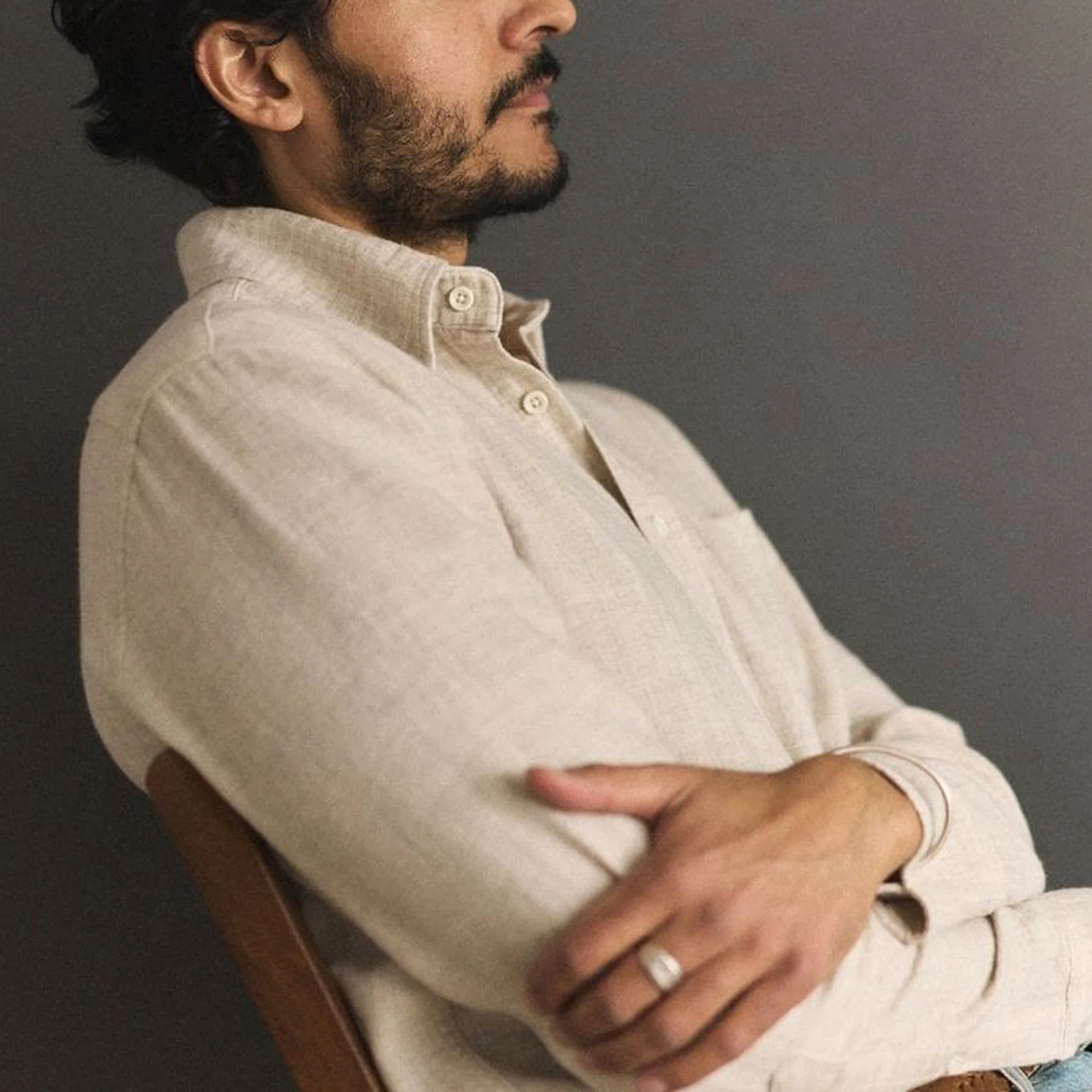The California in Oat Heather Double Cloth - Image 3