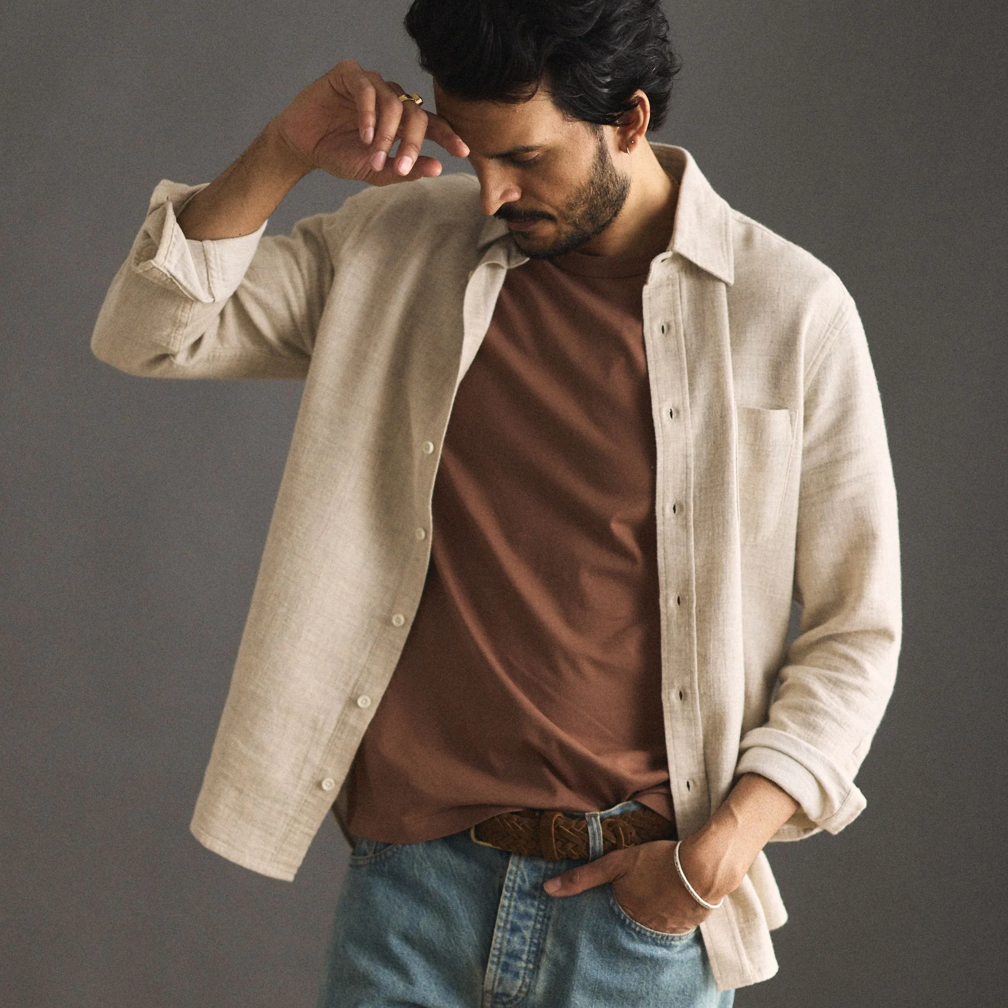 The California in Oat Heather Double Cloth - Image 4