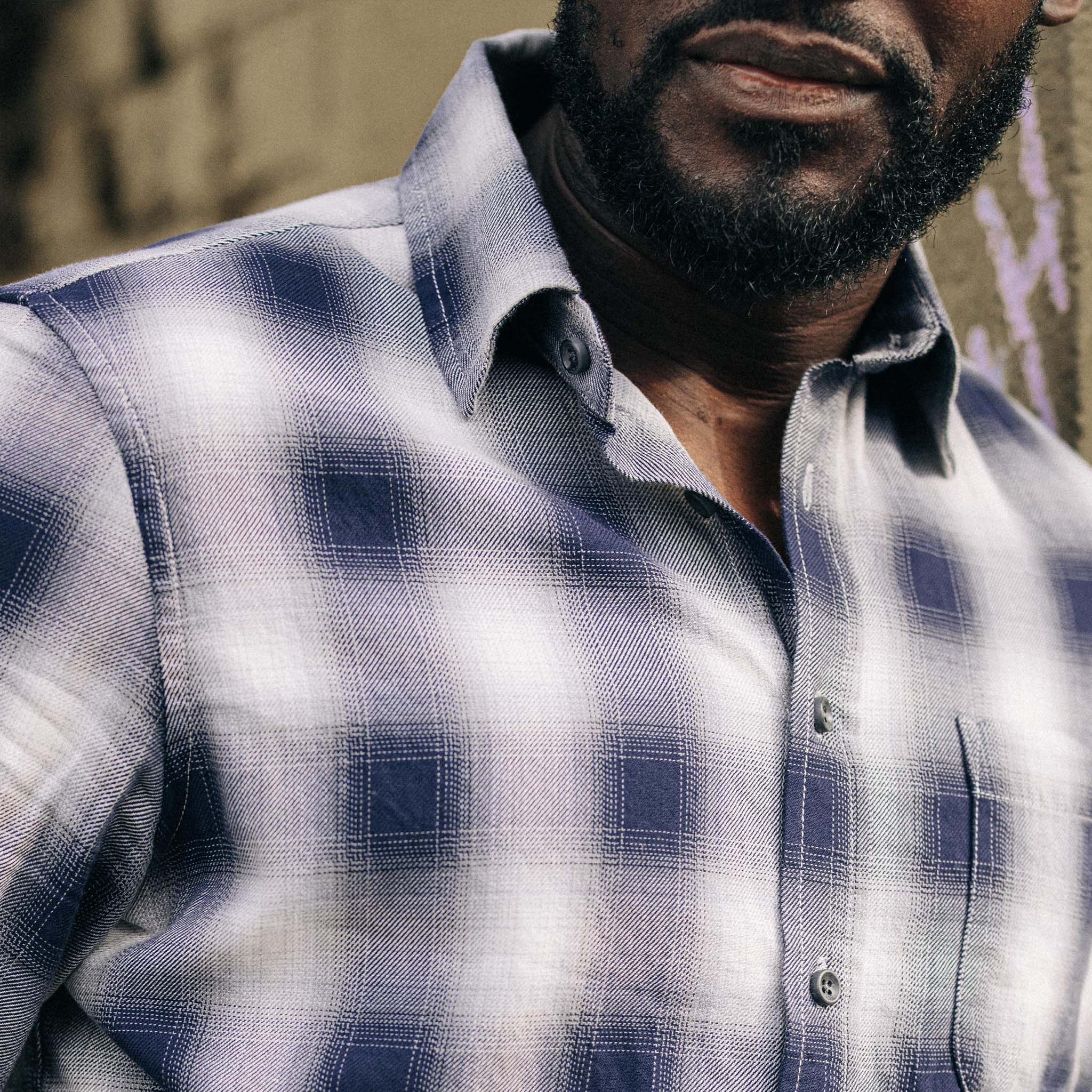 The California in Storm Plaid Ombre Twill - Image 3