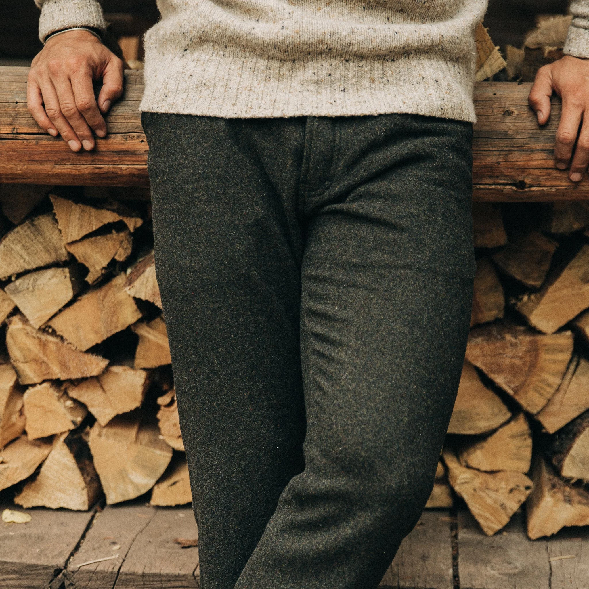 The Camp Pant in Dark Moss Wool - Image 3