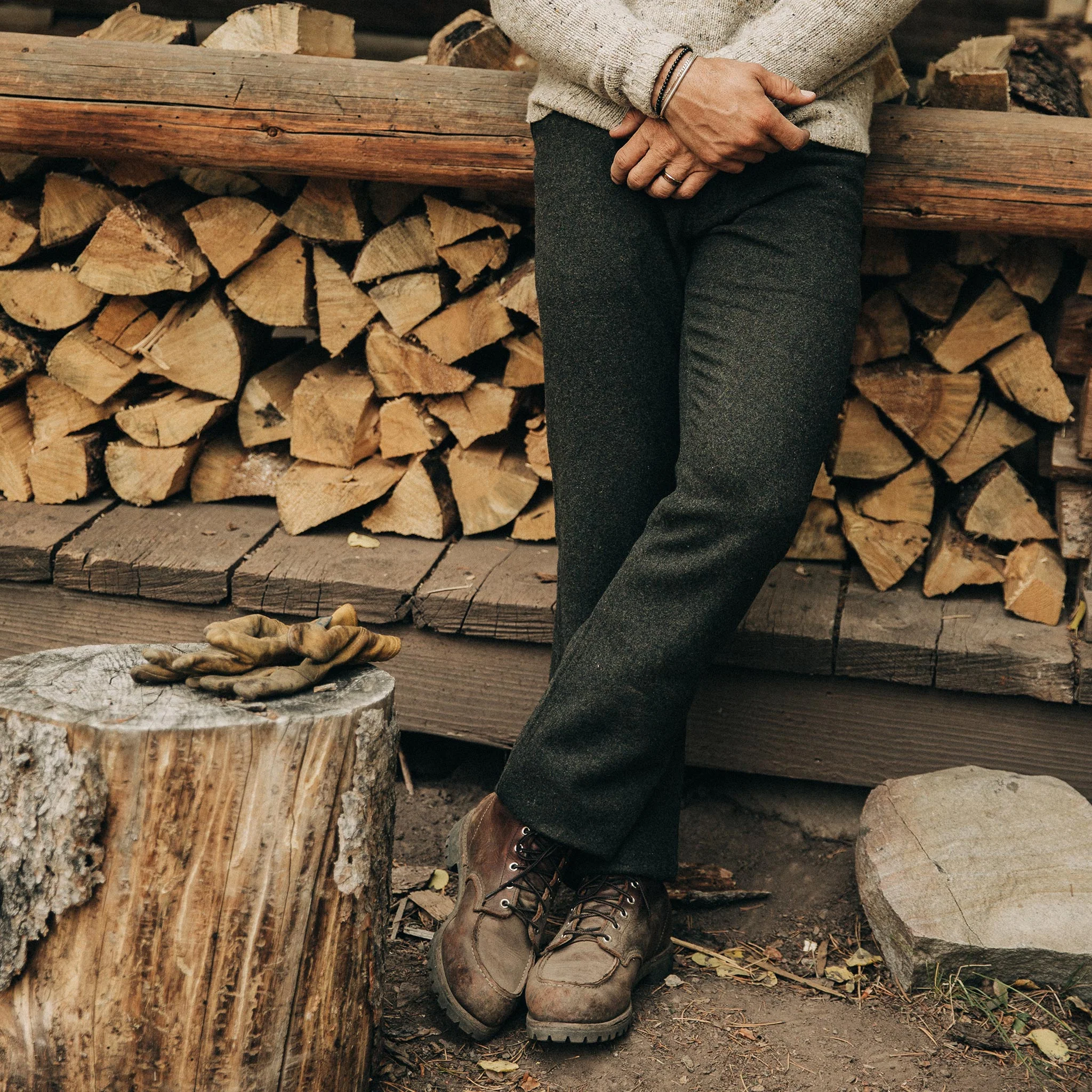 The Camp Pant in Dark Moss Wool - Image 4