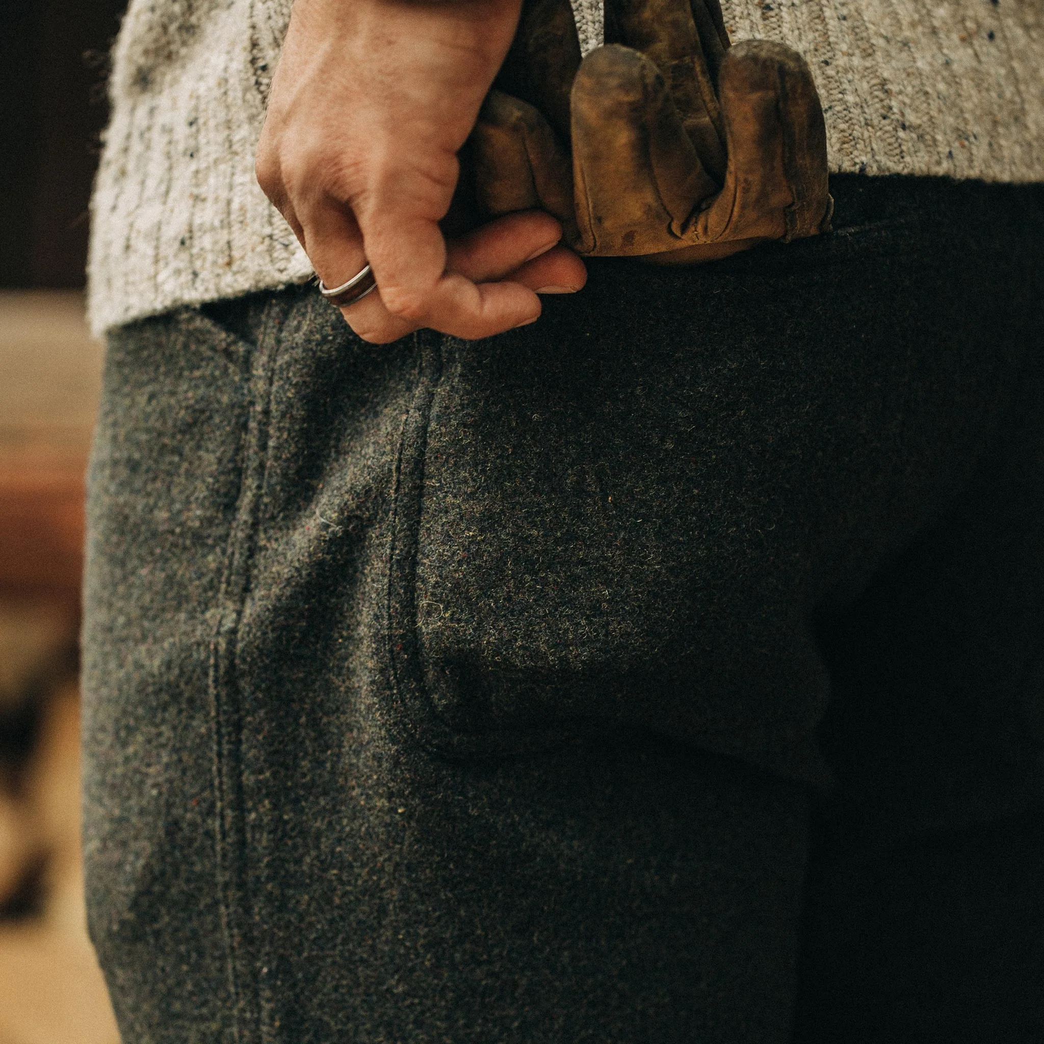 The Camp Pant in Dark Moss Wool - Image 6