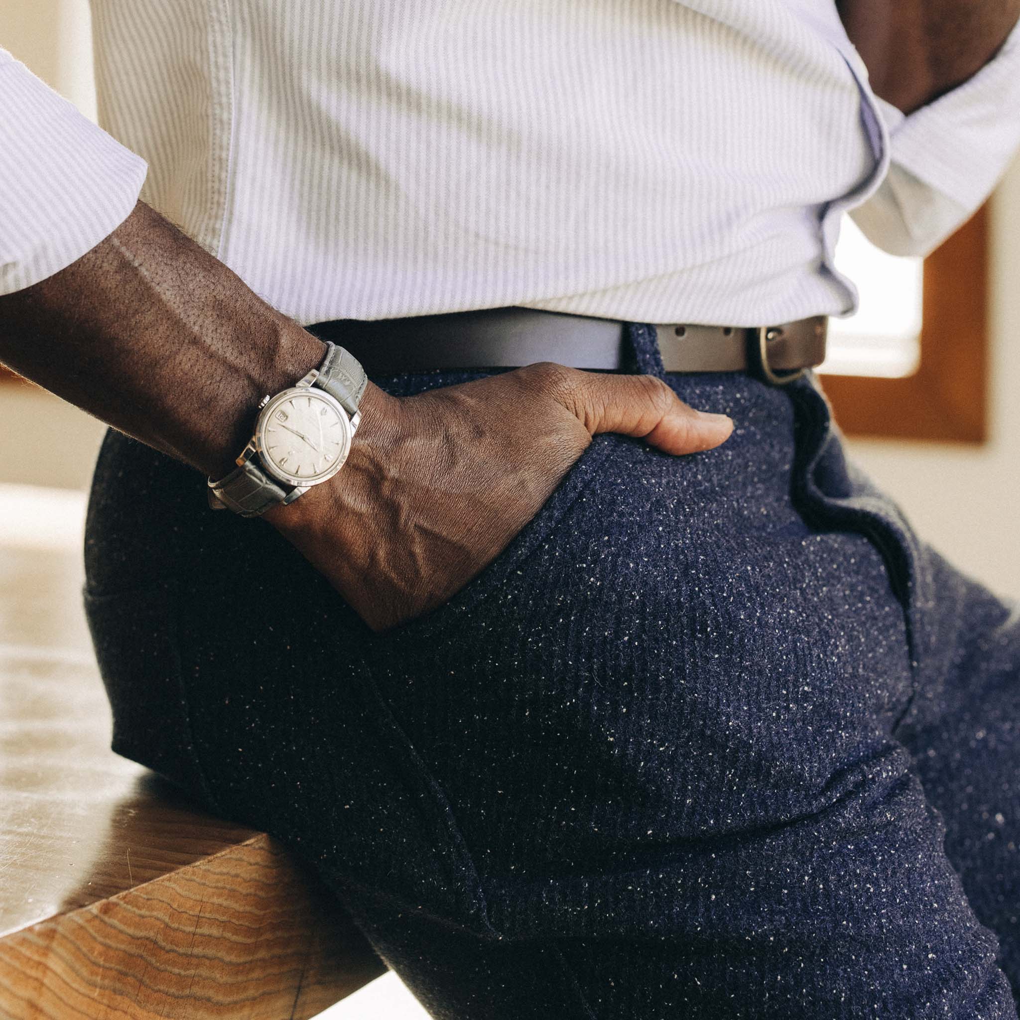 The Camp Pant in Navy Nep Wool - Image 3