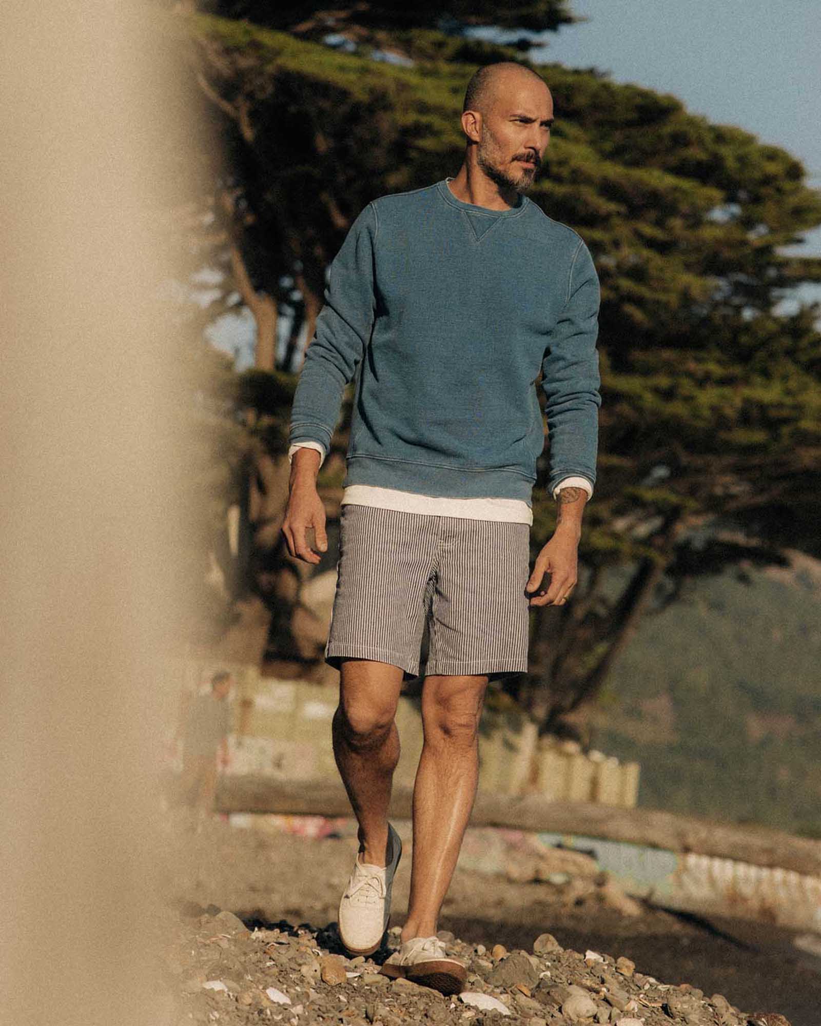 The Camp Short in Indigo Railroad Stripe Denim - Image 4