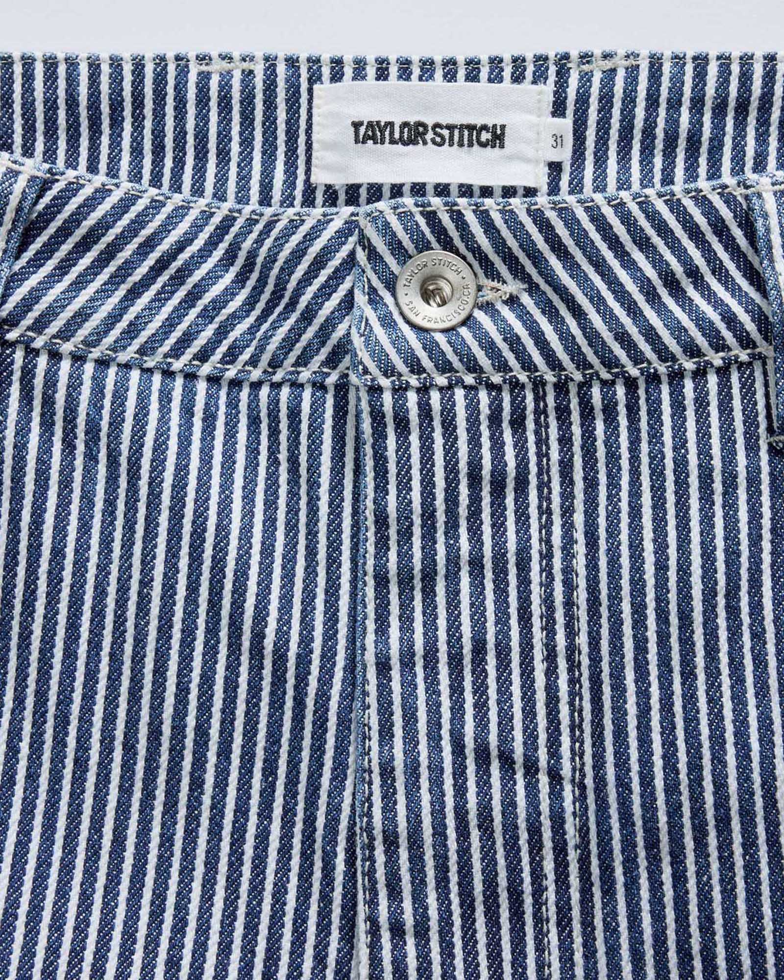 The Camp Short in Indigo Railroad Stripe Denim - Image 7