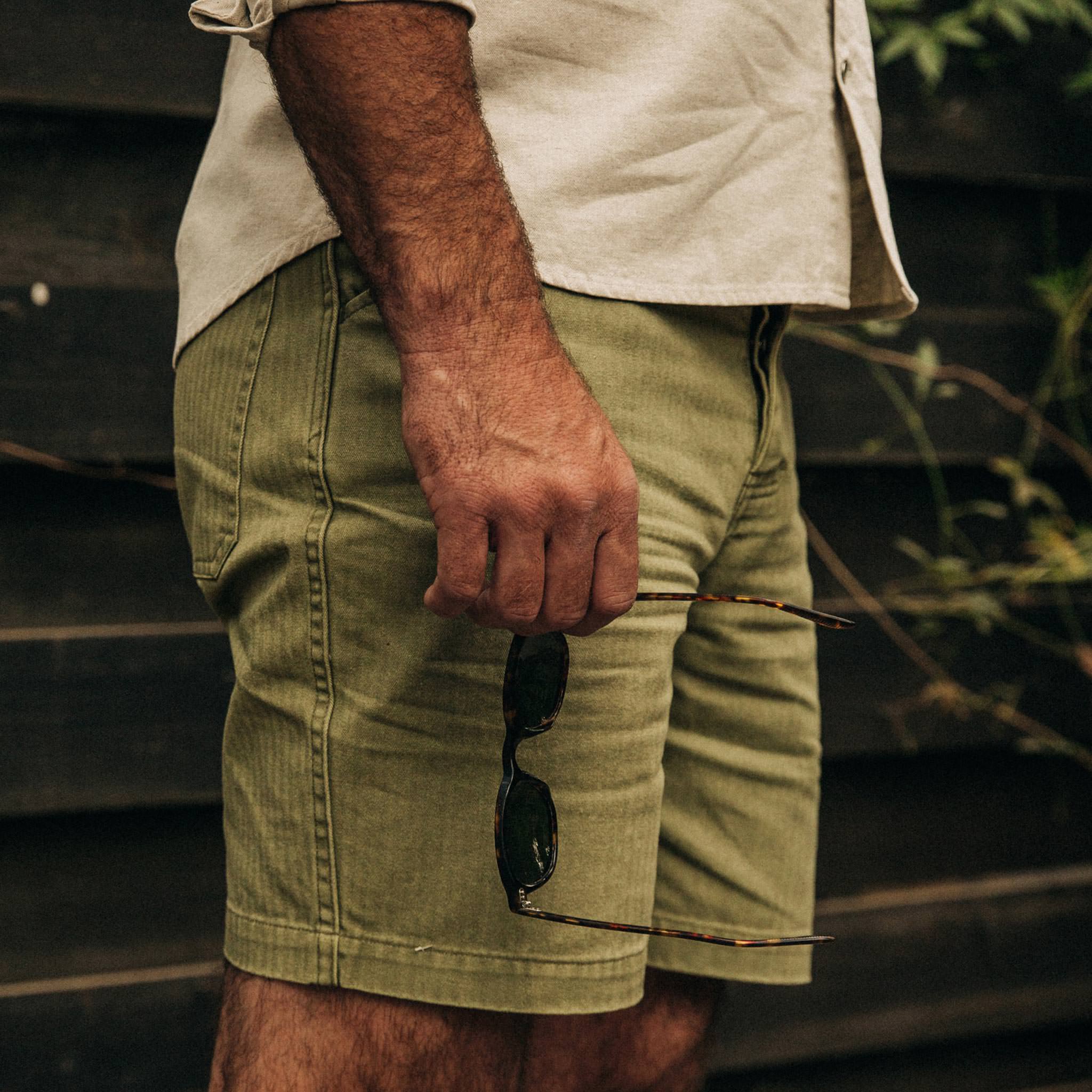 The Camp Short in Olive Herringbone - Image 3