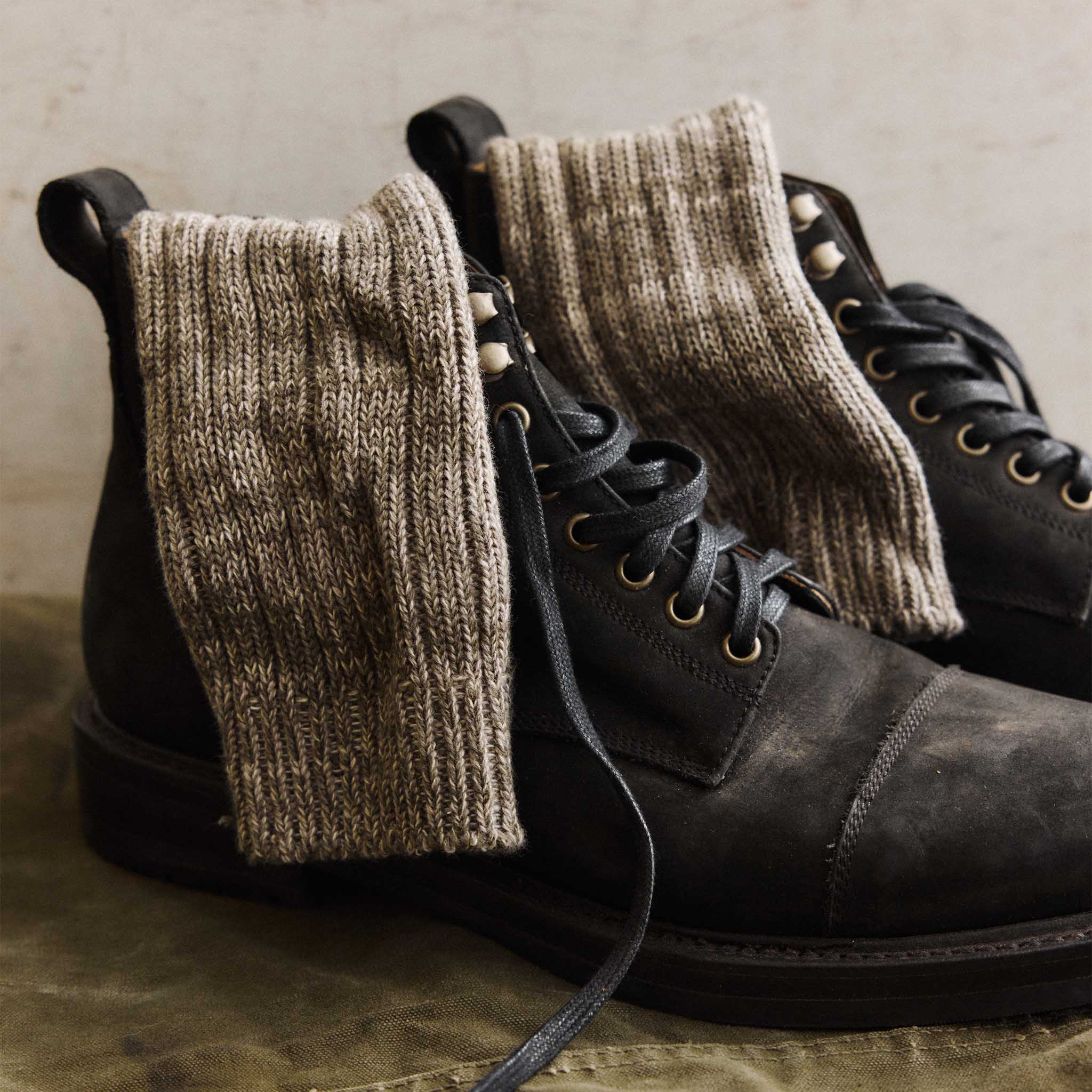 The Camp Sock in Marled Smoked Olive - Image 2