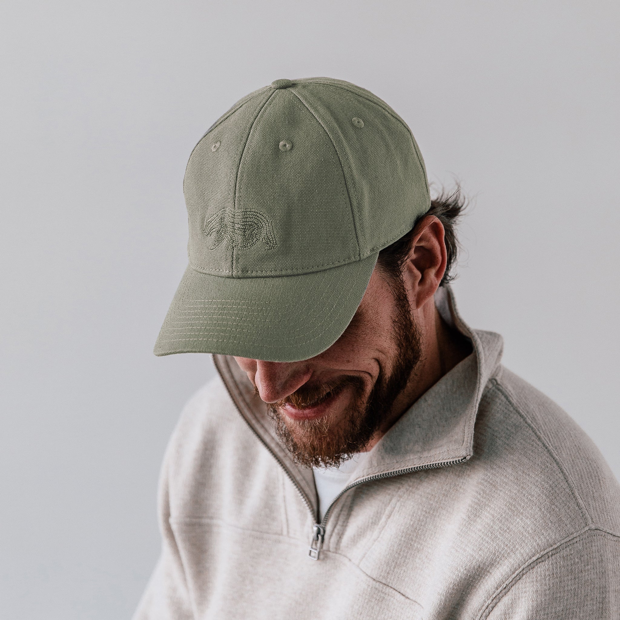 The Canvas Cap in Olive Embroidered Bear - Image 2