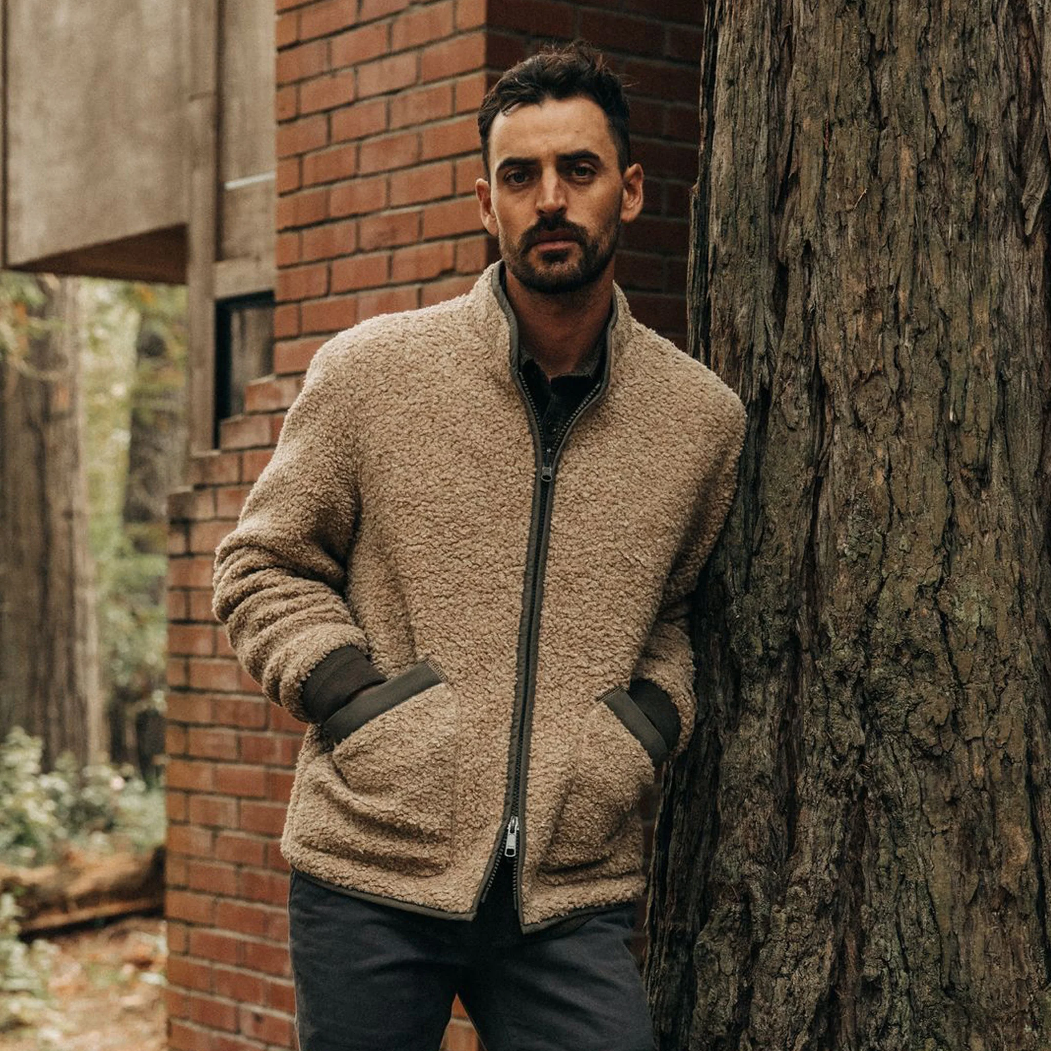 The Carson Jacket in Light Khaki Fleece - Image 2