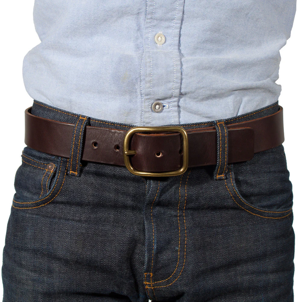 Chocolate Brass Buckle Belt - 1.5 - Image 3