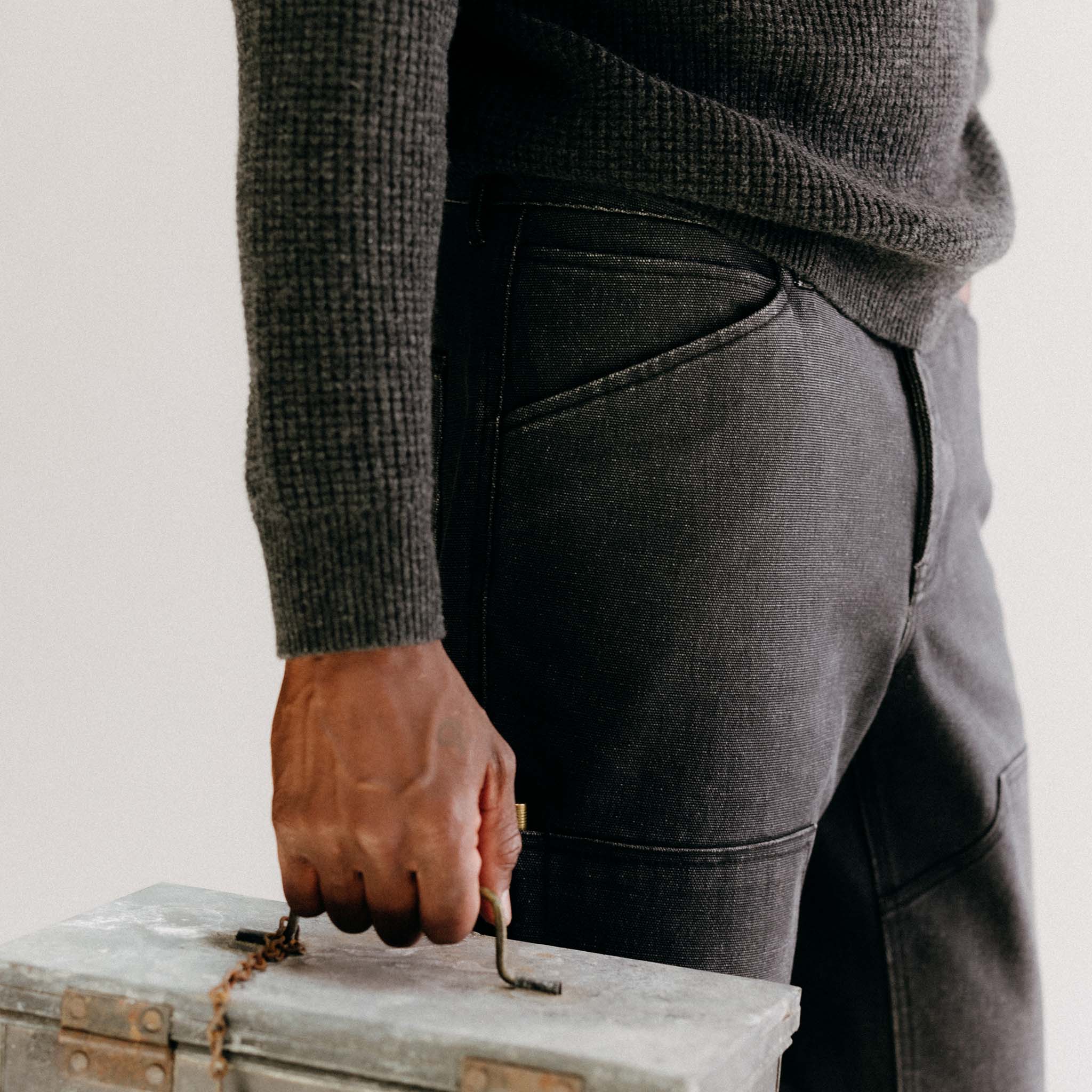 The Chore Pant in Coal Chipped Canvas - Image 4