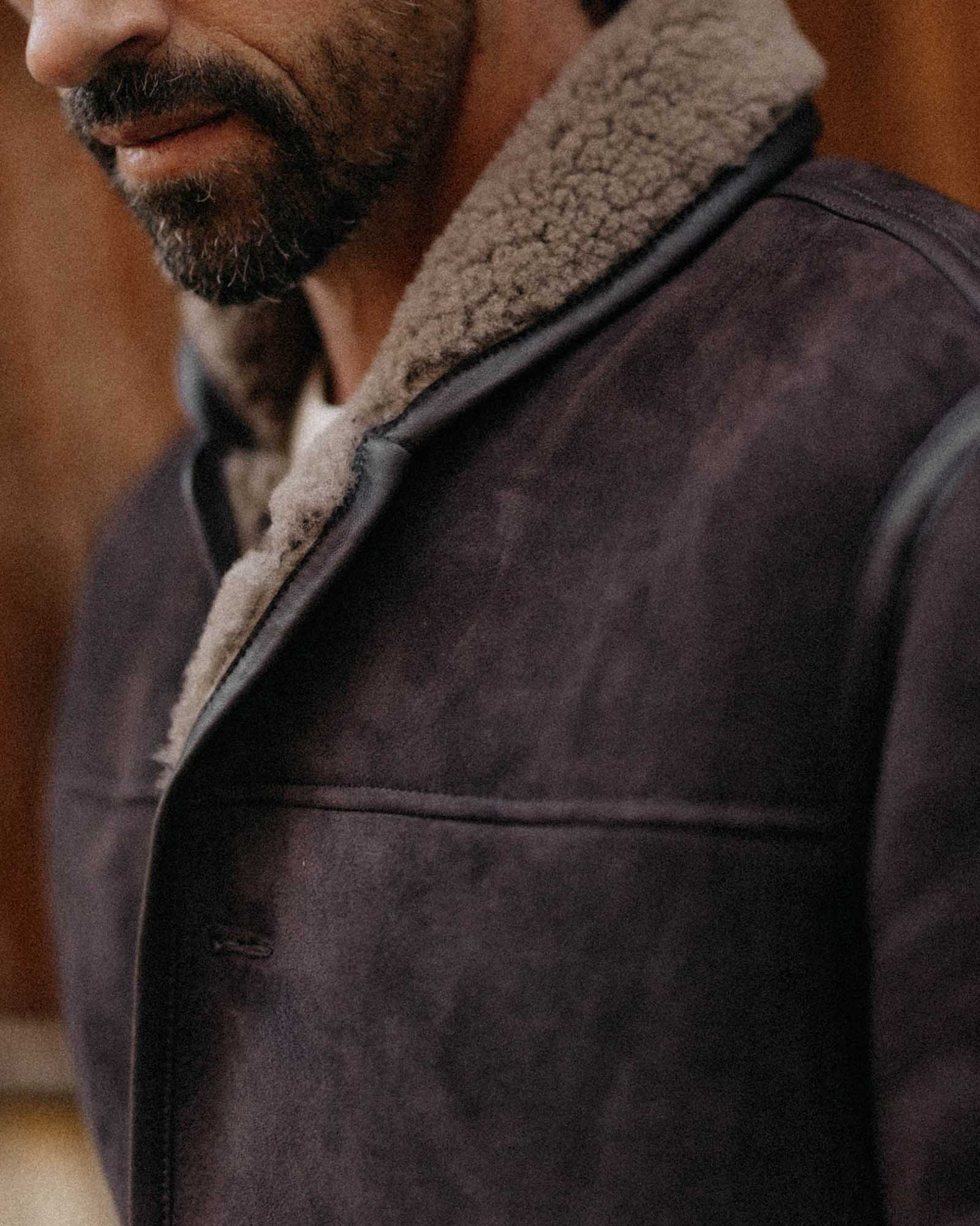 The Coleman Jacket in Dark Chocolate Shearling Suede - Image 4