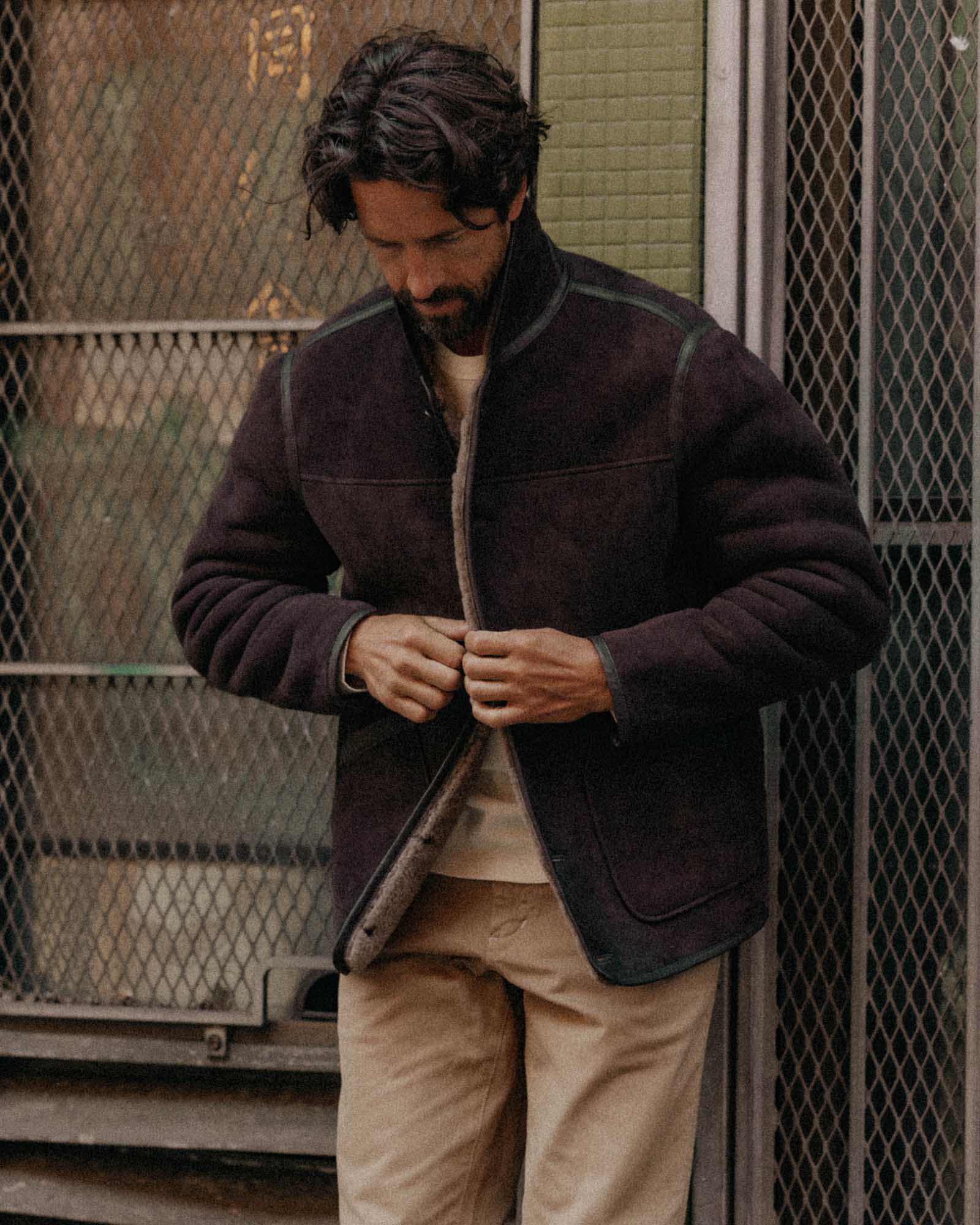 The Coleman Jacket in Dark Chocolate Shearling Suede - Image 5