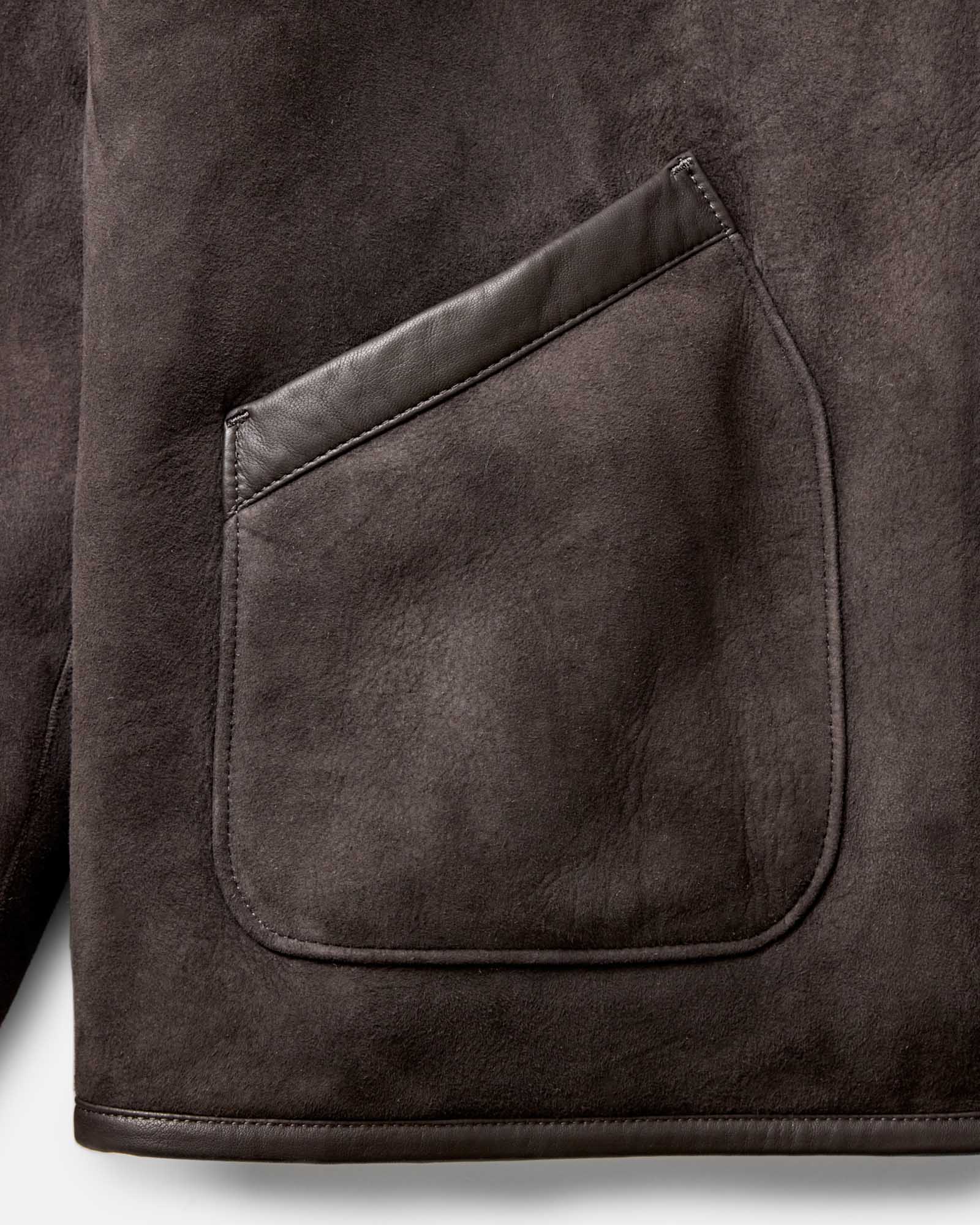 The Coleman Jacket in Dark Chocolate Shearling Suede - Image 7