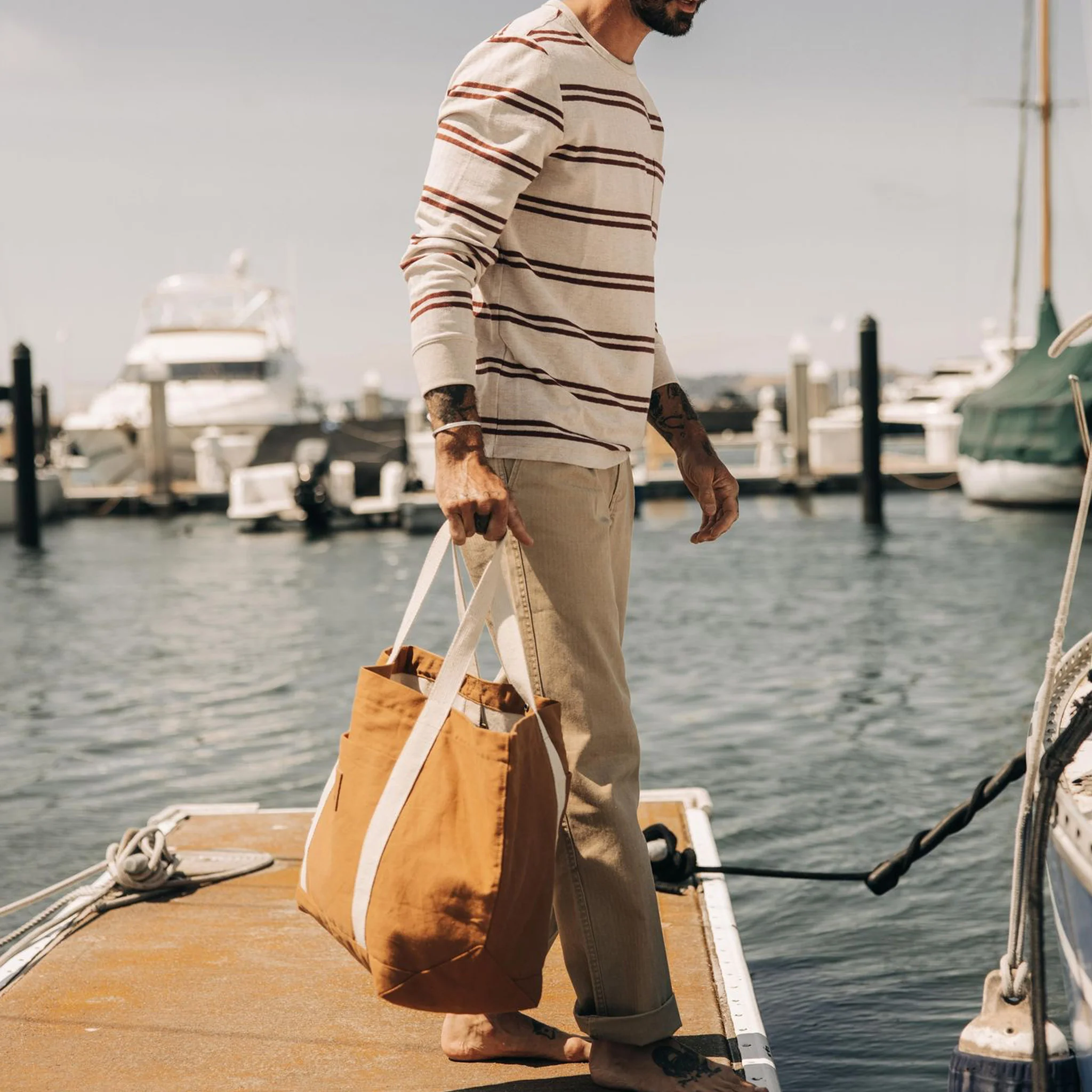 The Colton Crew in Oat Heathered Stripe - Image 4