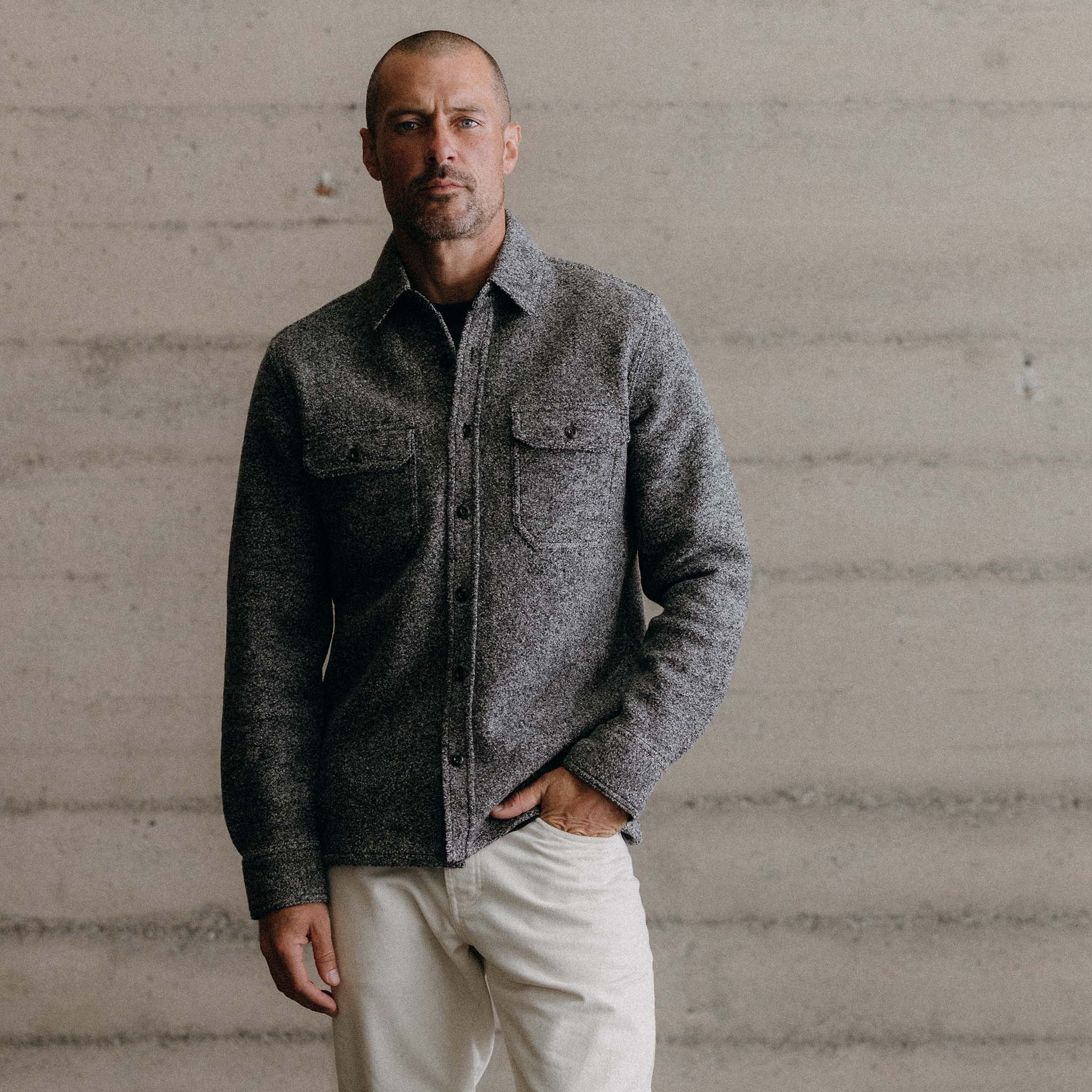 The Connor Overshirt in Heather Ash Boucle - Image 2