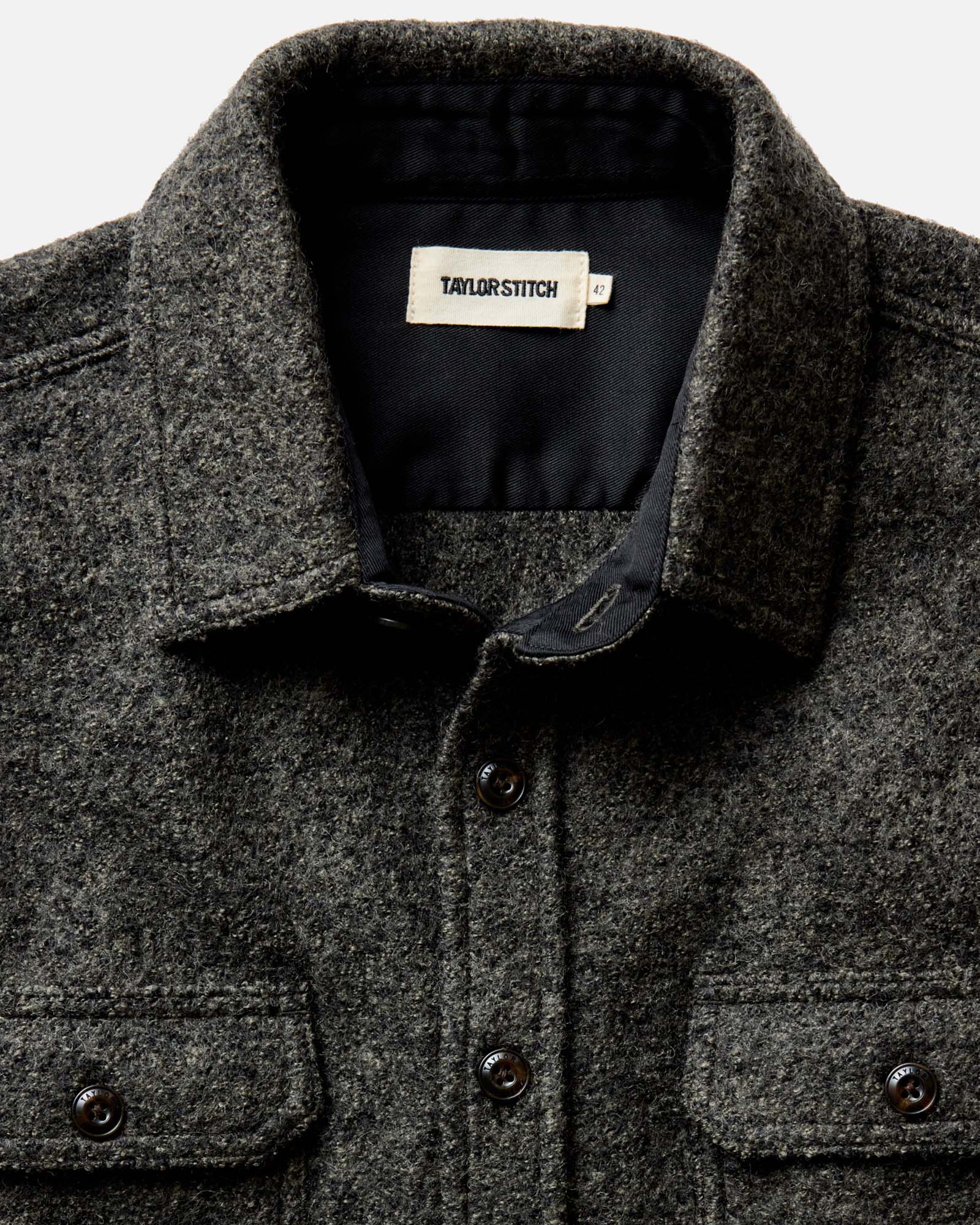 The Connor Overshirt in Heather Olive Boucle - Image 4