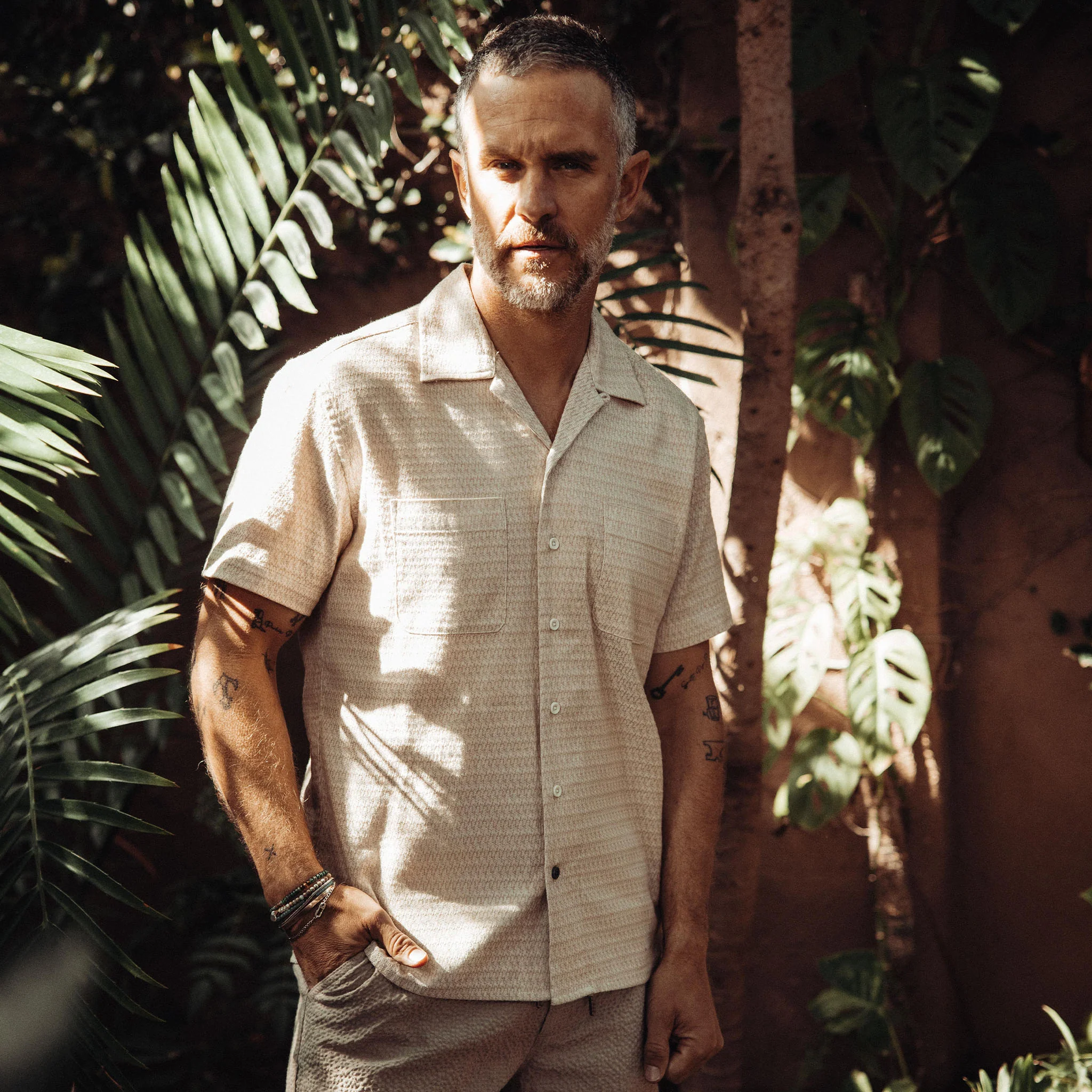 The Conrad Shirt in Sand Jacquard - Image 2