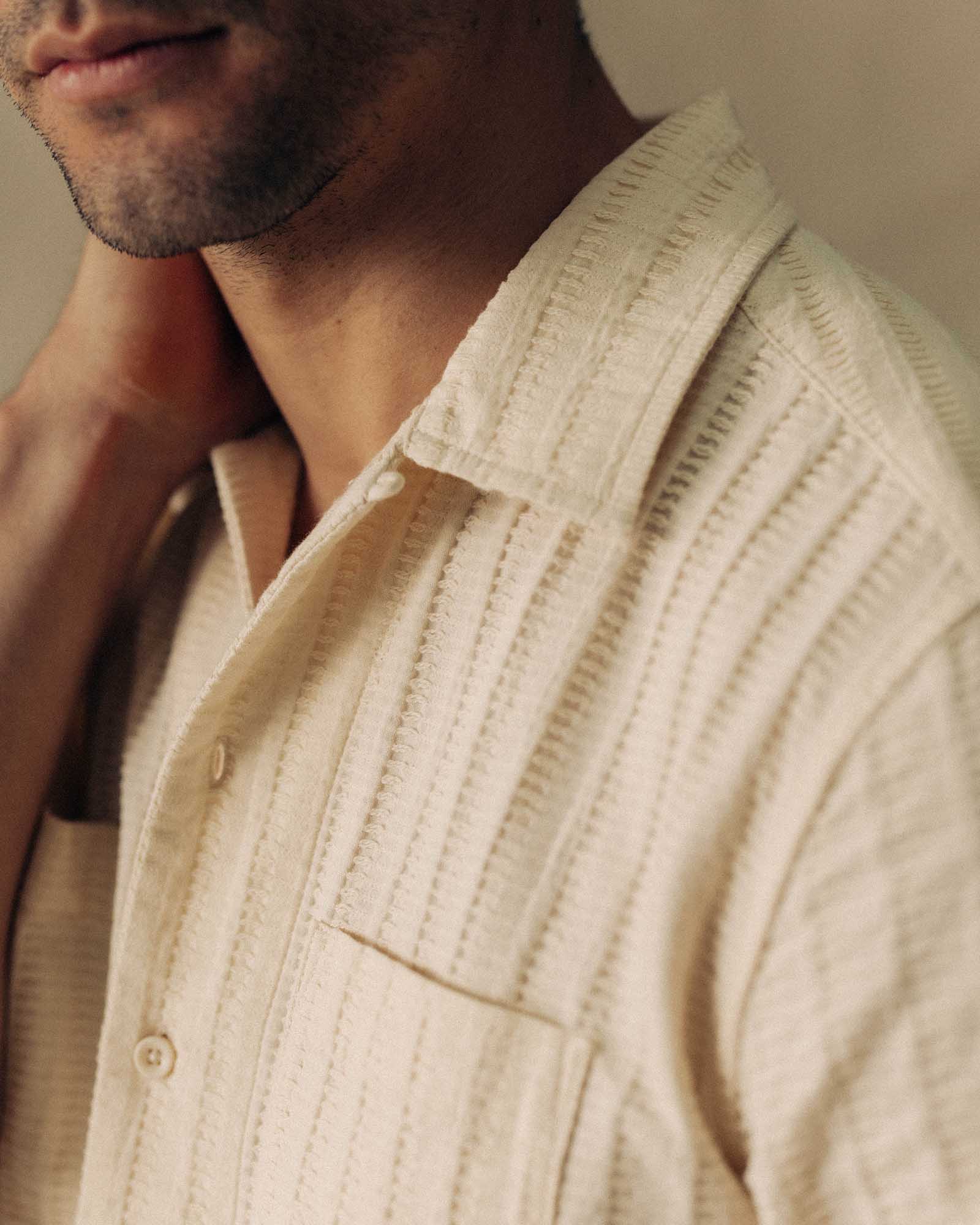 The Conrad Shirt in Vintage White Dobby Stripe - Image 3