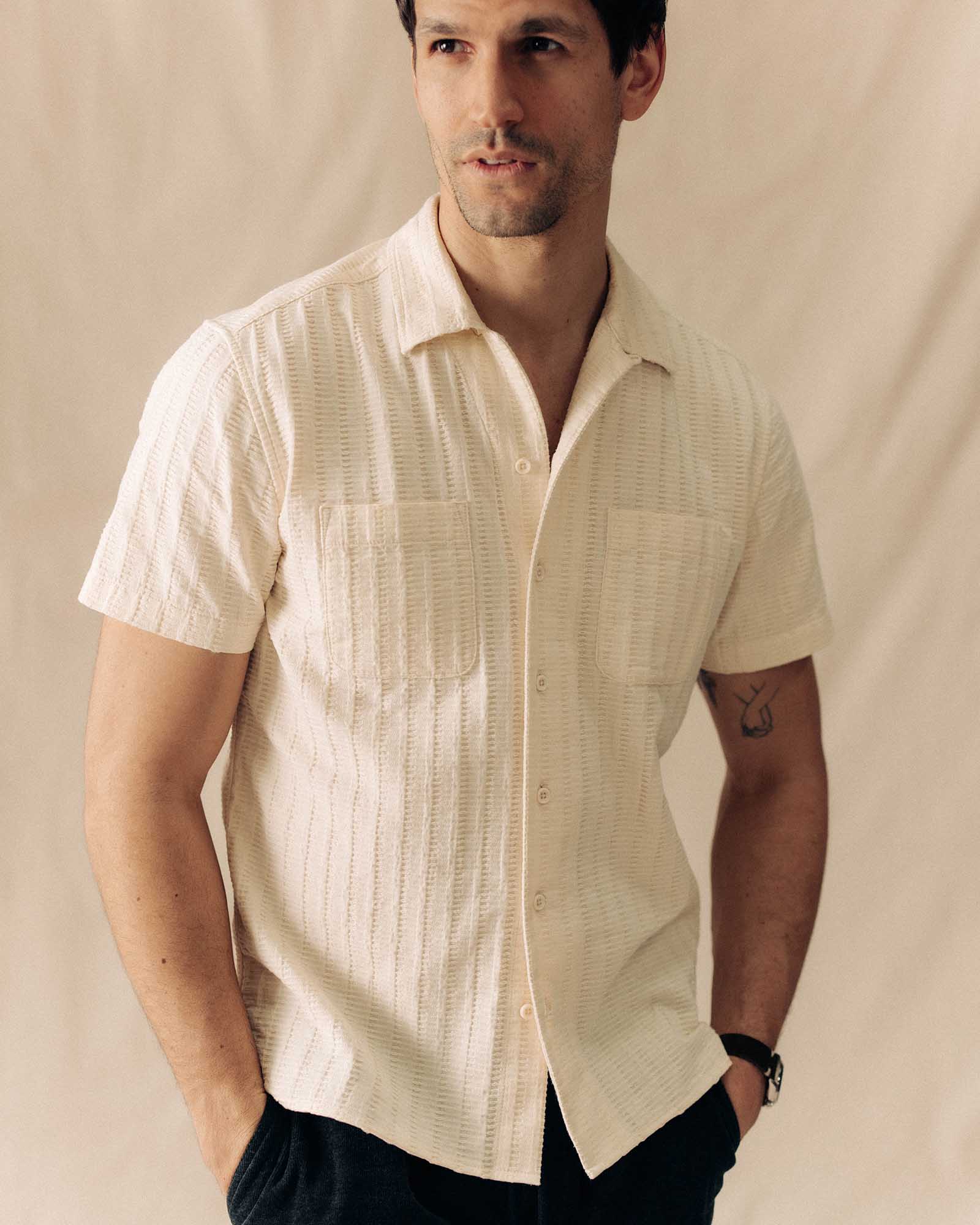 The Conrad Shirt in Vintage White Dobby Stripe - Image 4