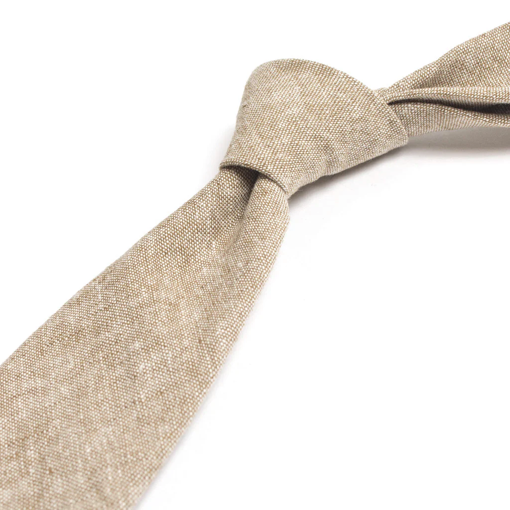 Khaki Linen Chambray Tie - Image 2