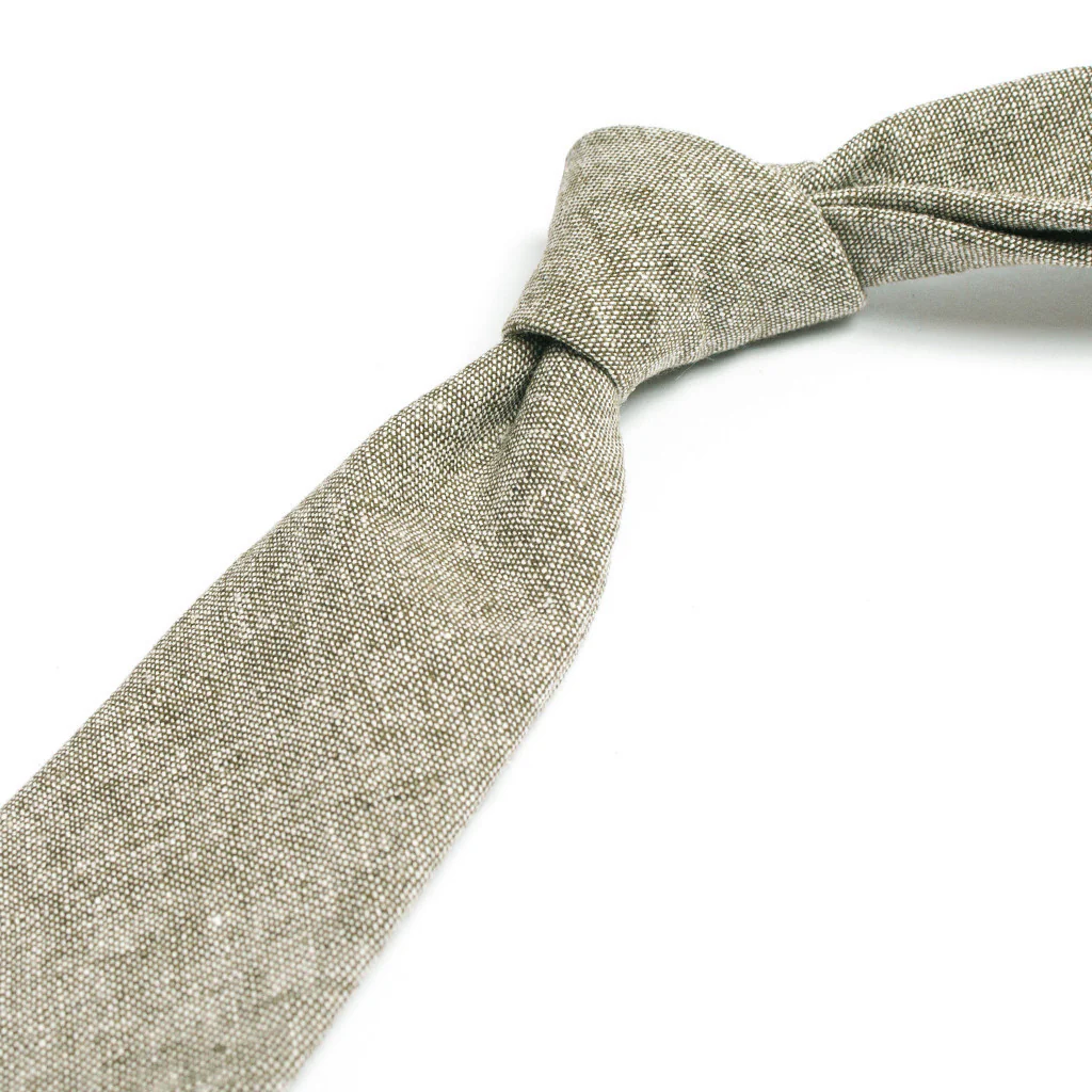Olive Linen Chambray Tie - Image 2