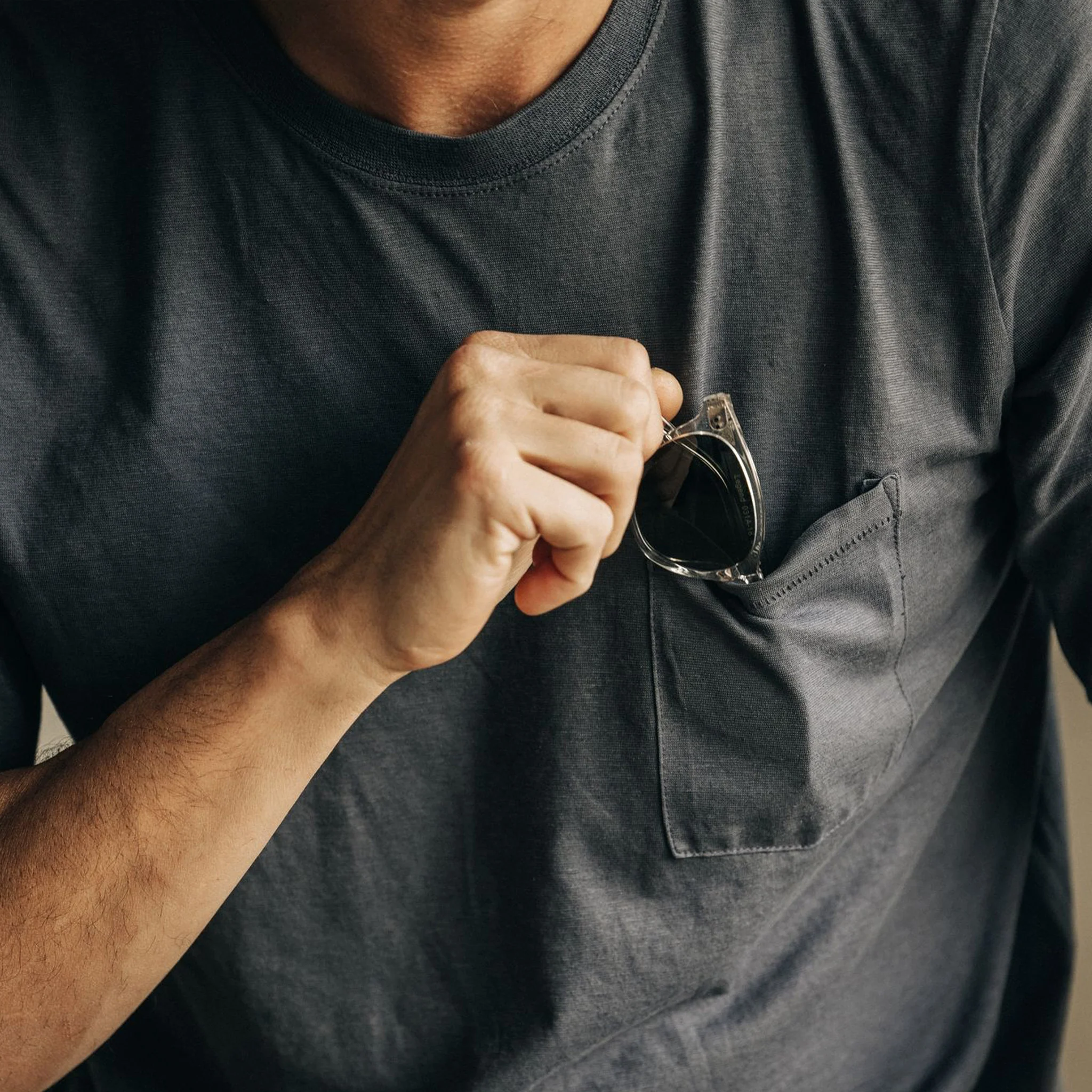 The Cotton Hemp Long Sleeve Tee in Charcoal - Image 4
