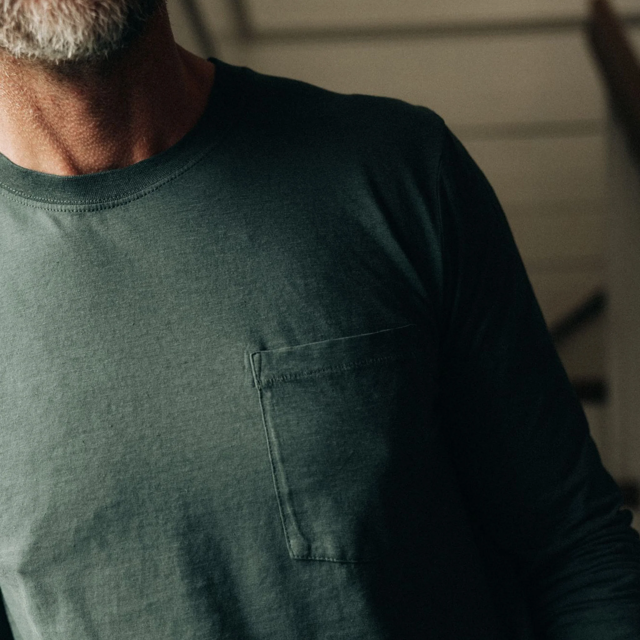 The Cotton Hemp Long Sleeve Tee in Dark Forest - Image 3