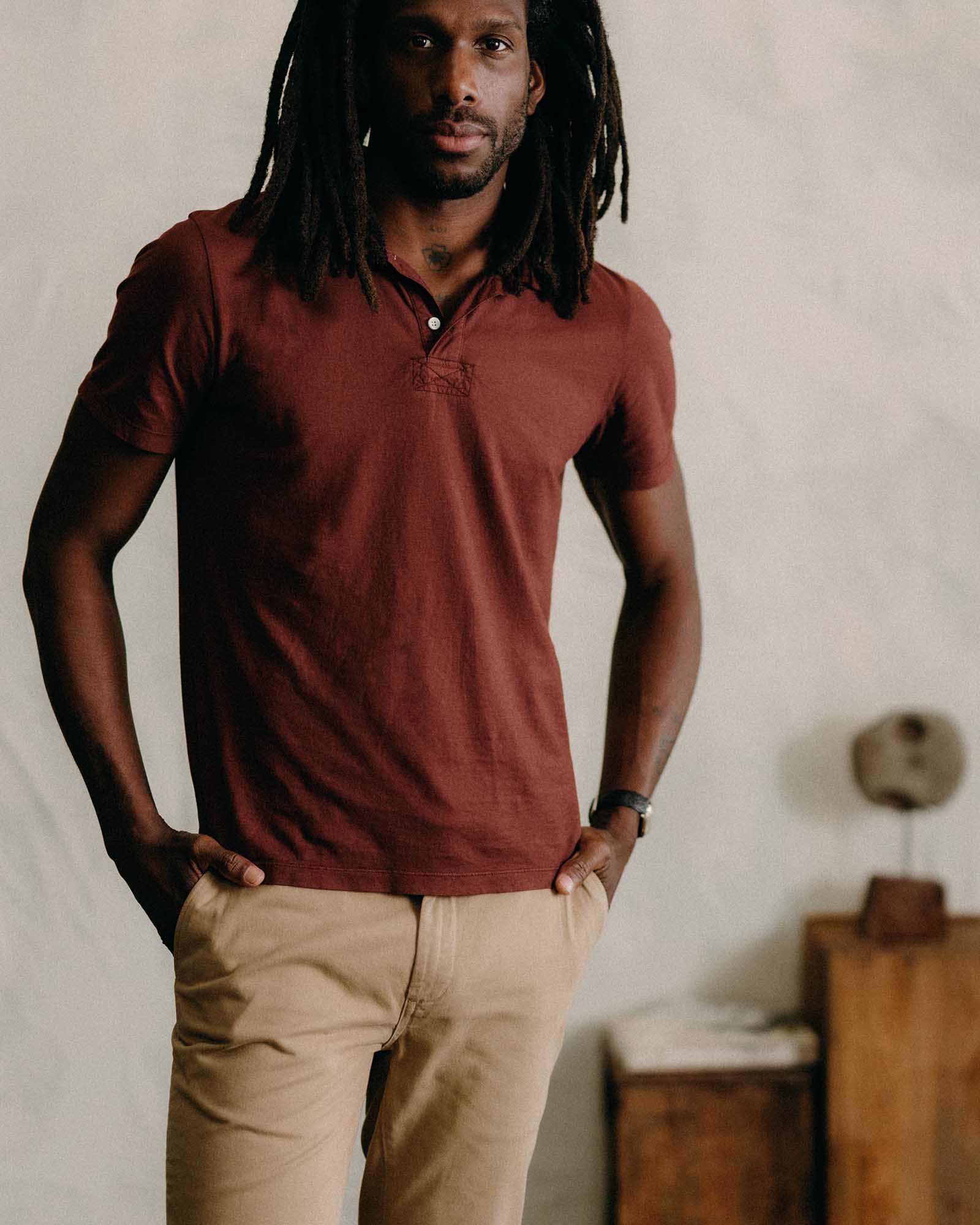 The Cotton Hemp Polo in Black Cherry - Image 2