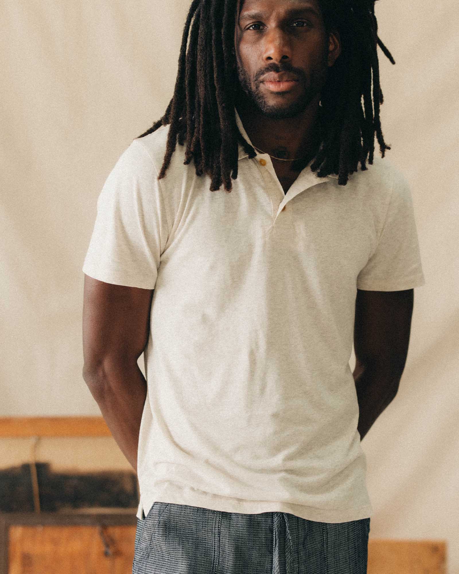 The Cotton Hemp Polo in Heather Oat - Image 2
