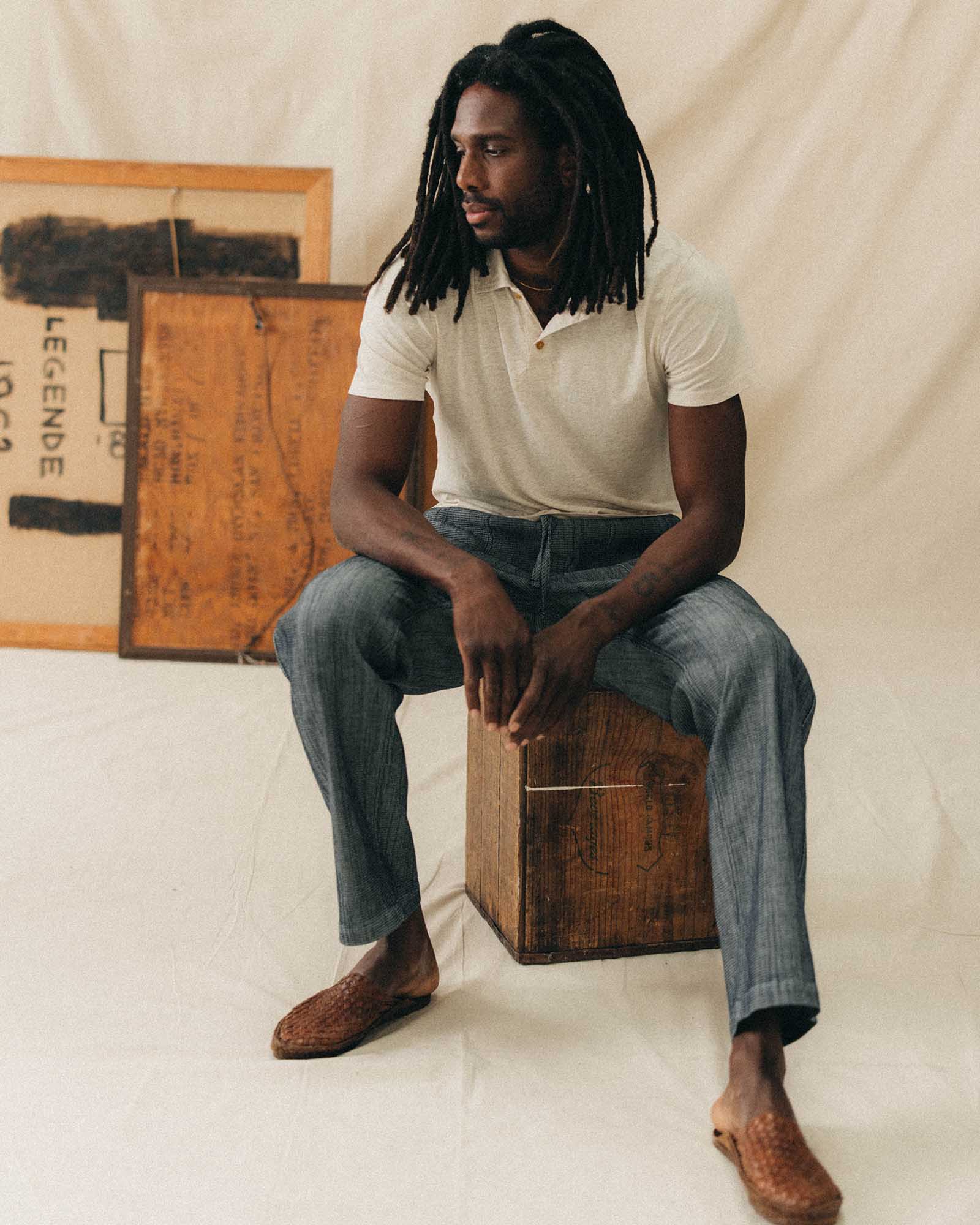 The Cotton Hemp Polo in Heather Oat - Image 3