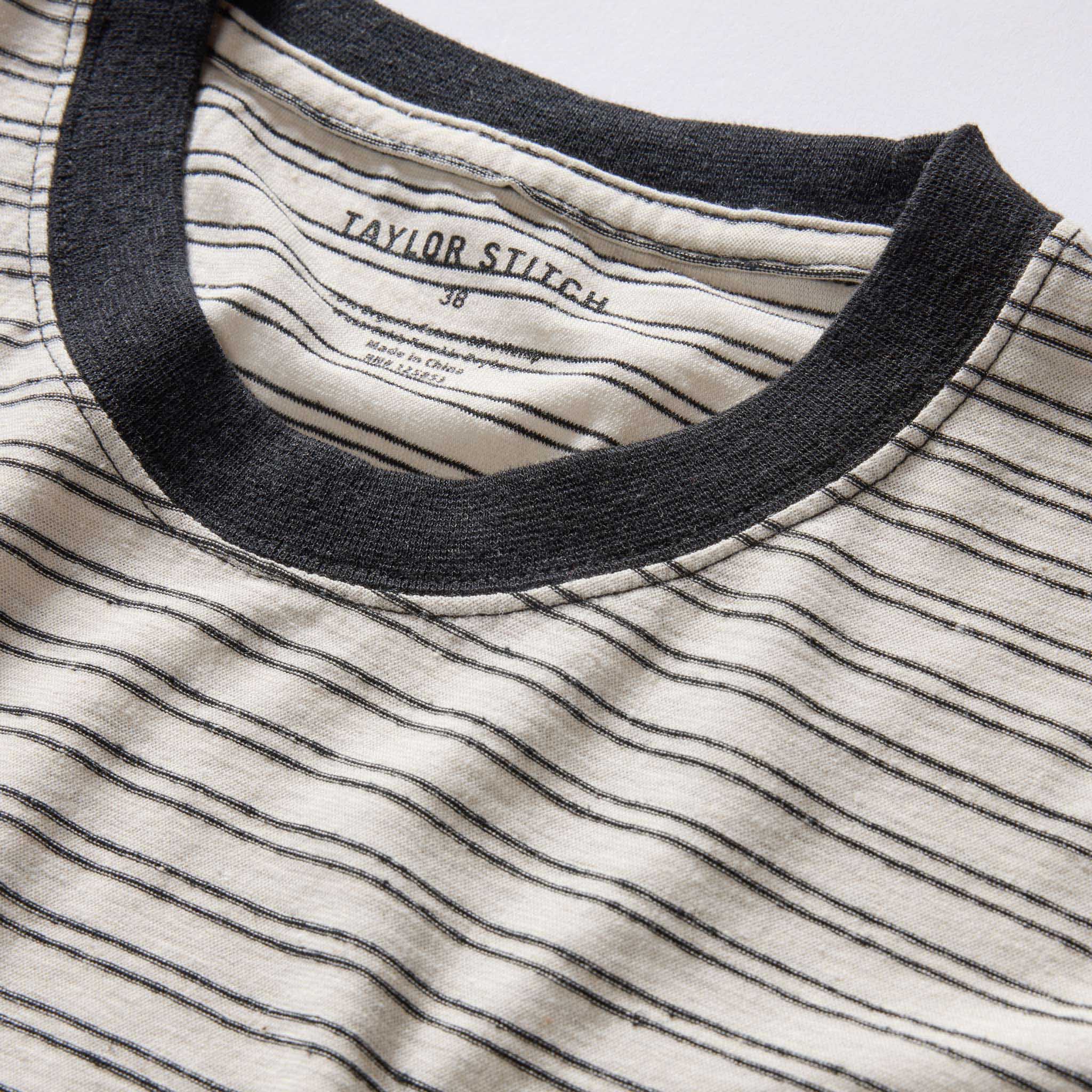 The Cotton Hemp Tee in Black Coffee Stripe - Image 5