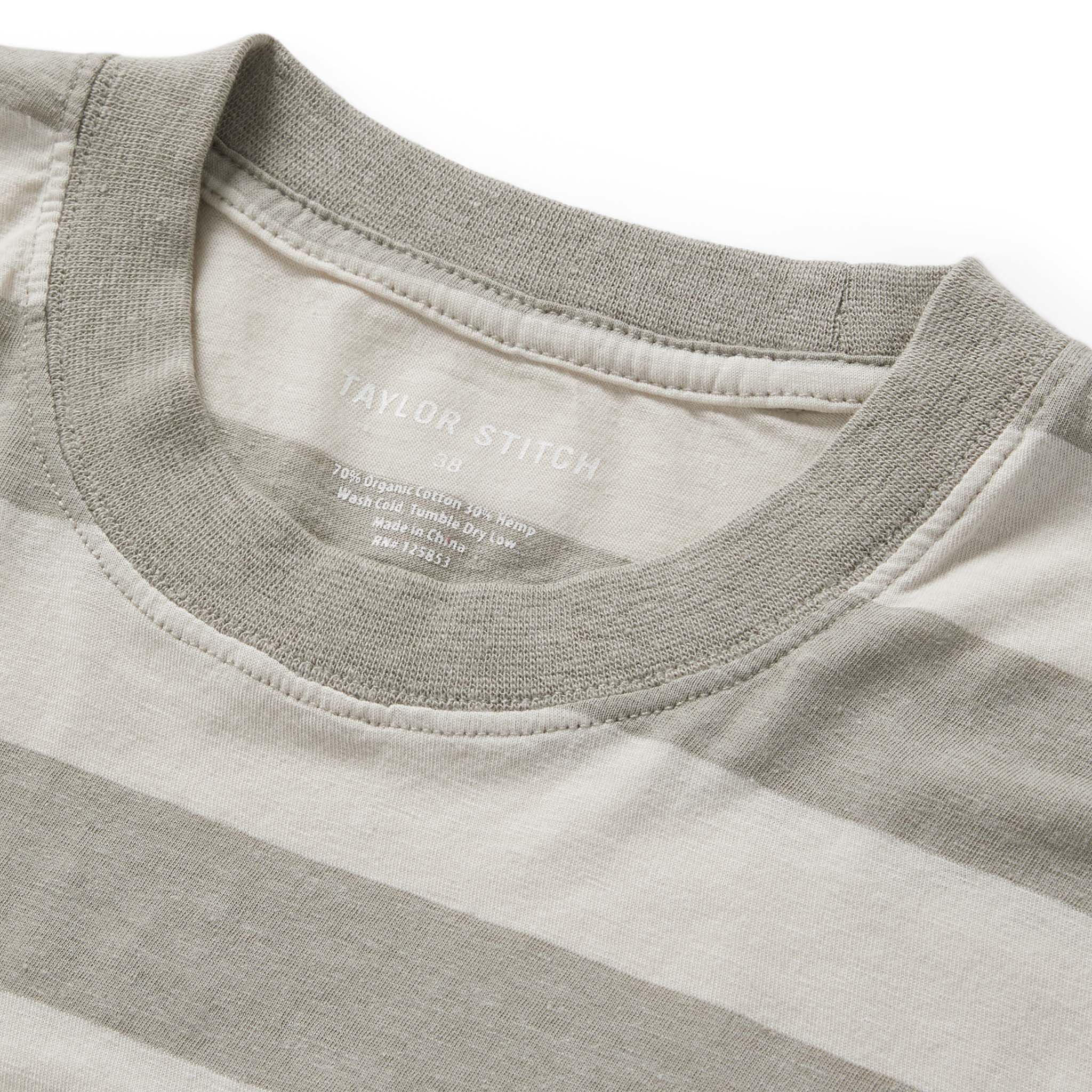 The Cotton Hemp Tee in Natural and Sagebrush Stripe - Image 5