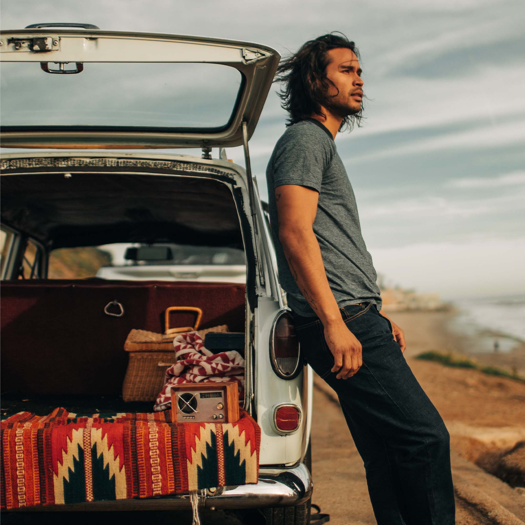 The Cotton Hemp Tee in Slate and Navy Stripe - Image 5