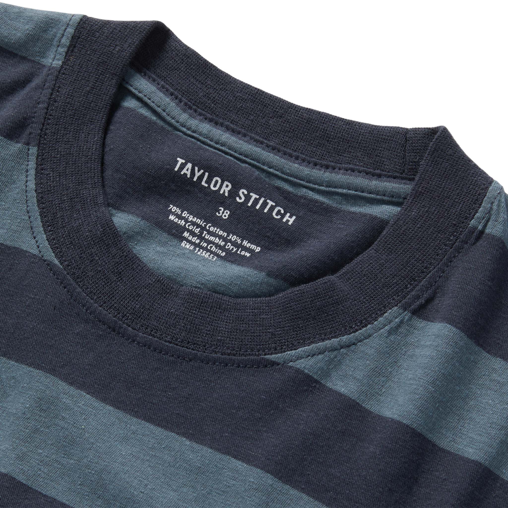 The Cotton Hemp Tee in Storm and Navy Stripe - Image 5