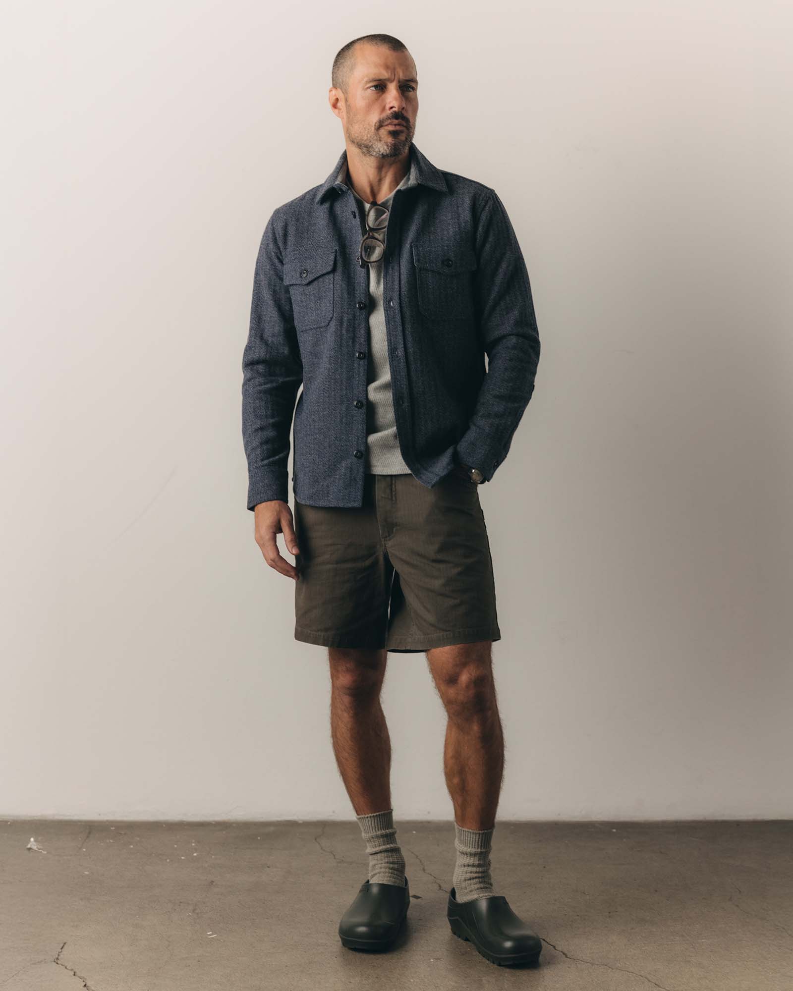 The CPO Overshirt in Indigo Ash Wool Herringbone - Image 3