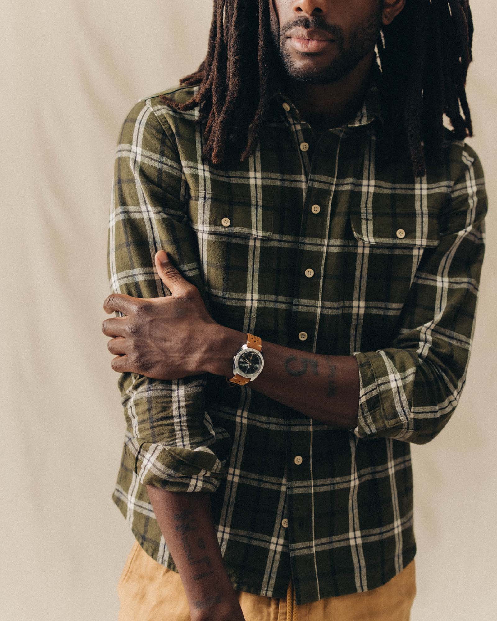 The Craftsman Shirt in Canteen Plaid Linen - Image 3