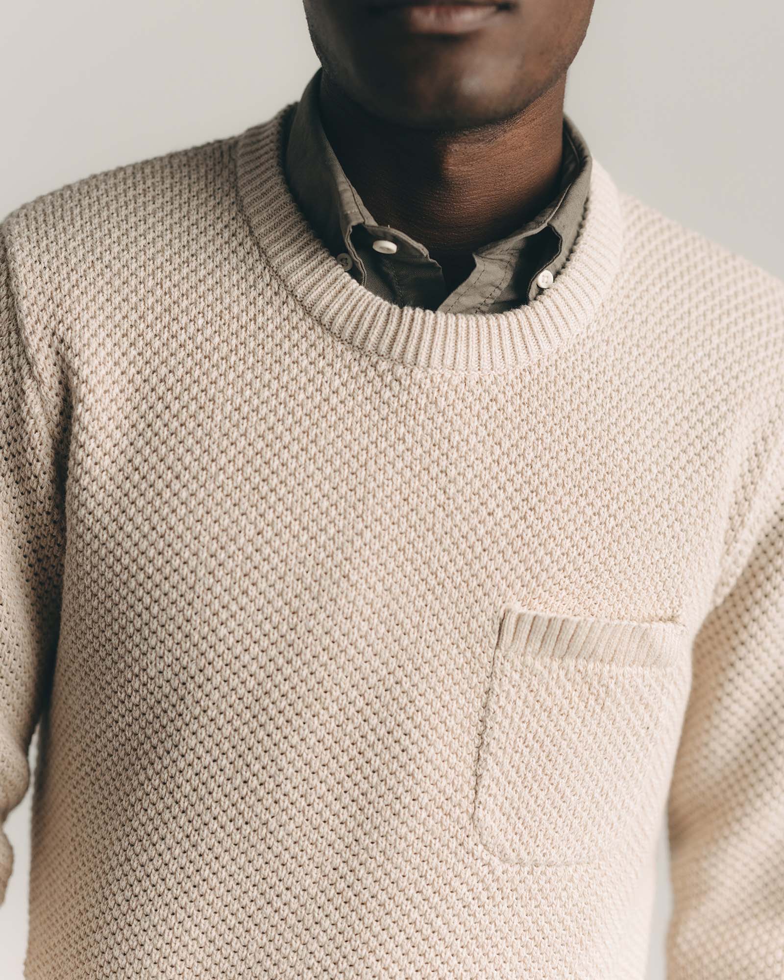 The Crawford Crew Sweater in Marled Natural - Image 3
