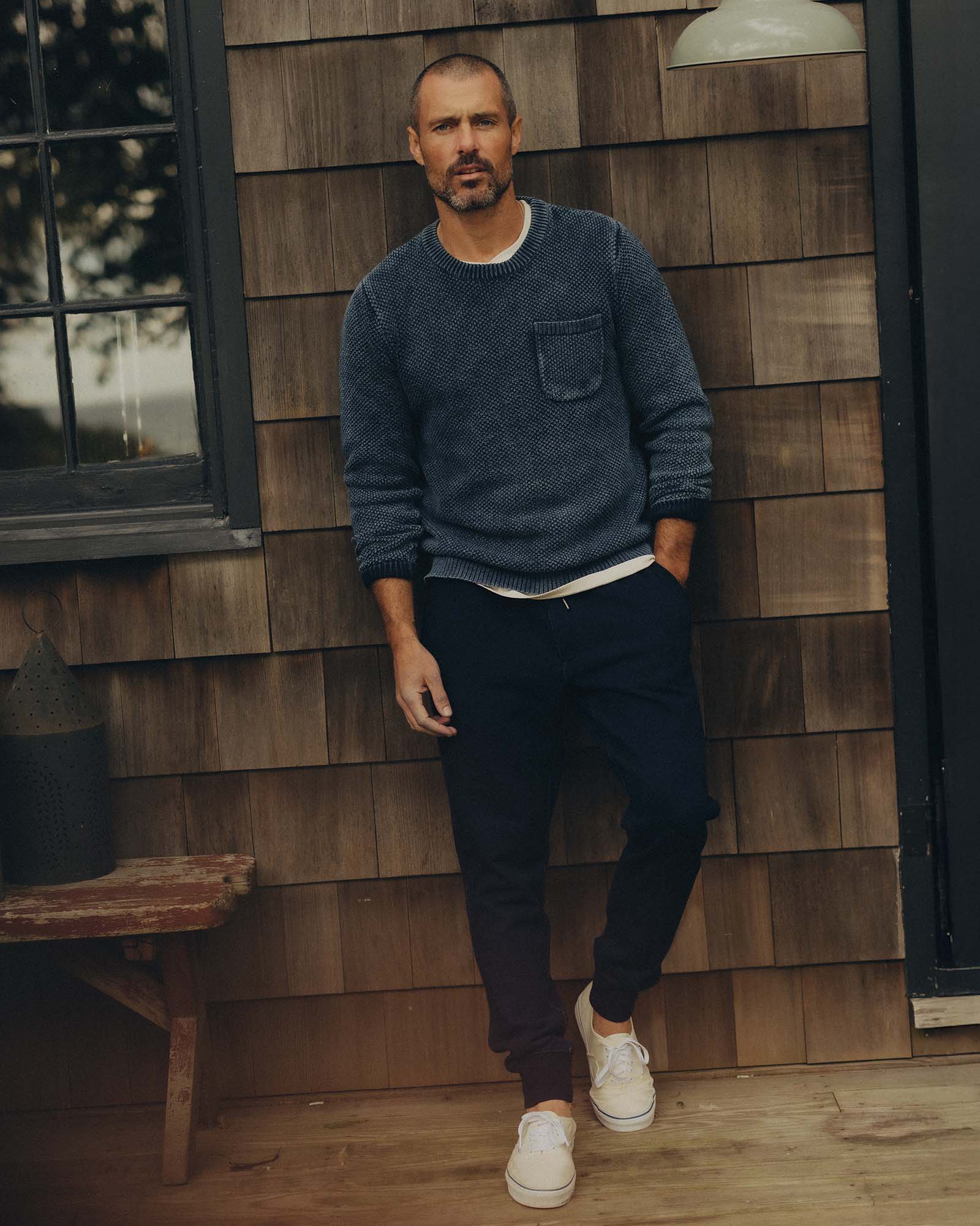 The Crawford Crew Sweater in Washed Indigo - Image 2