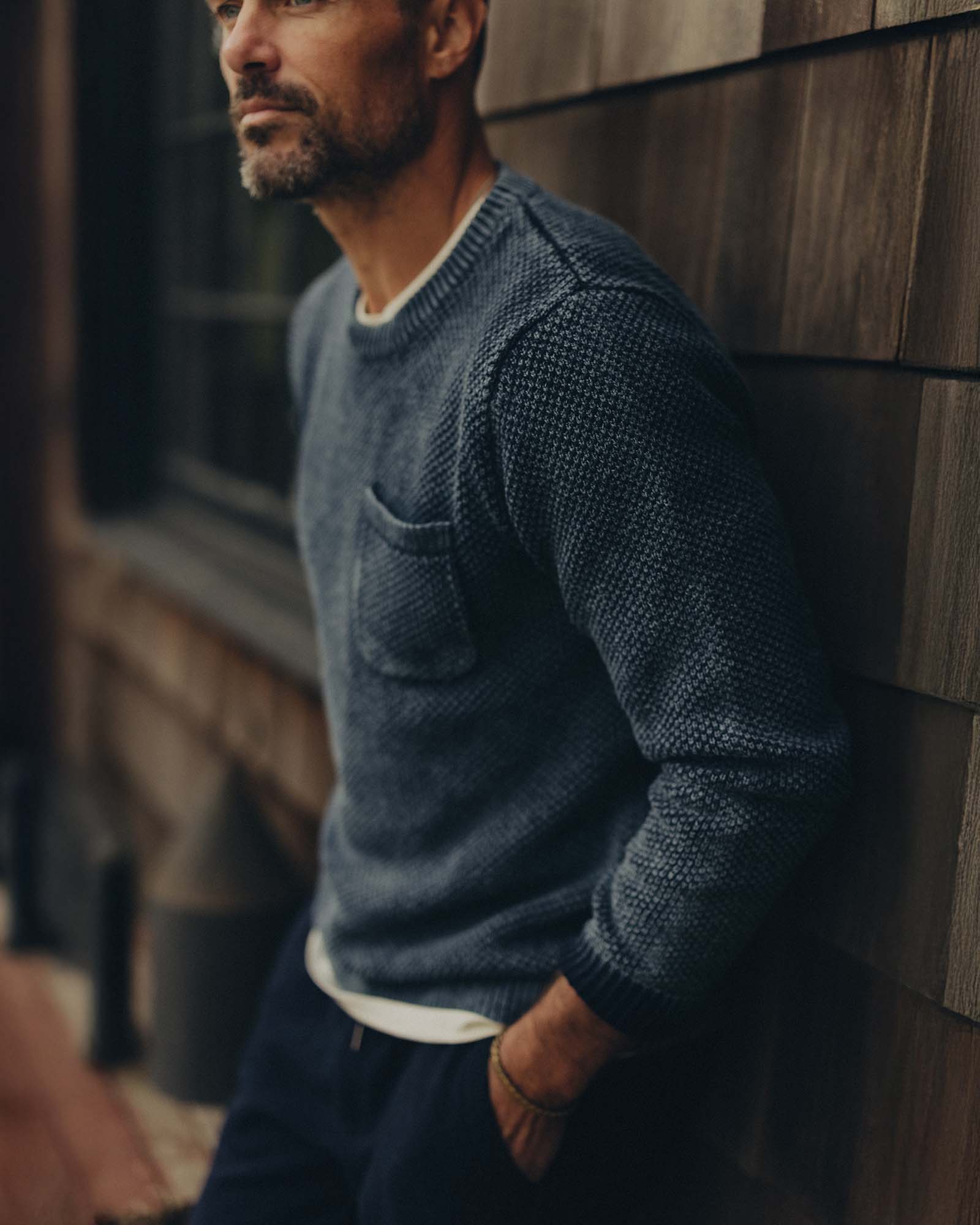 The Crawford Crew Sweater in Washed Indigo - Image 3