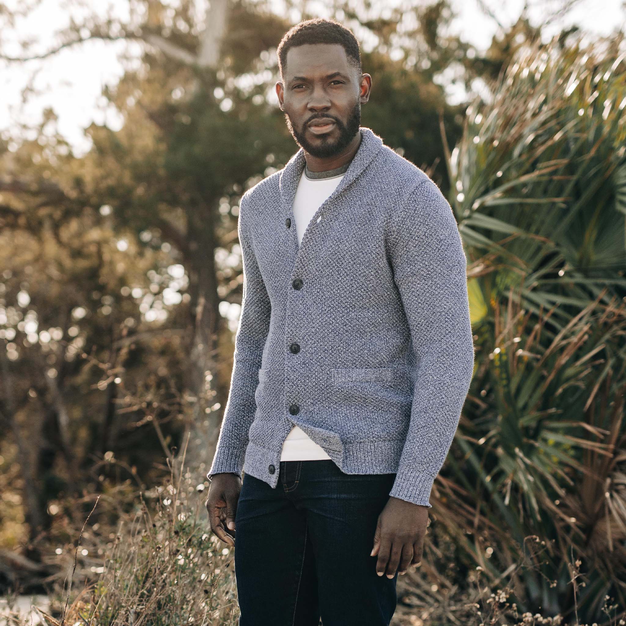 The Crawford Sweater in Blue Melange - Image 2